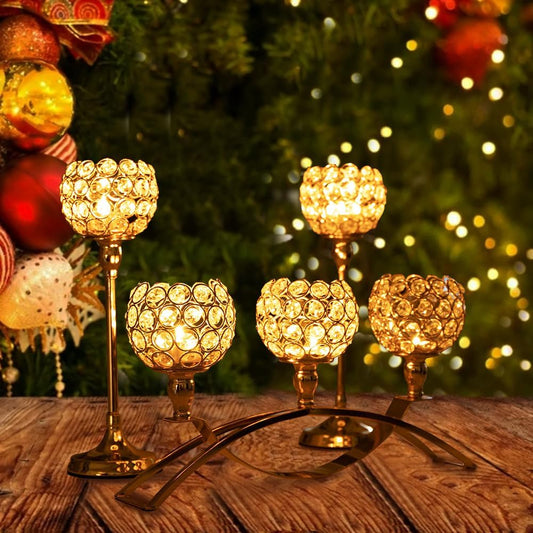 VINCIGANT Candle Stick Holder Decor Gold Candle Holders for Wedding,3-Candle Candelabras for Christmas Party Dinning Room Table Centerpiece,Gift Boxed for Thanksgiving