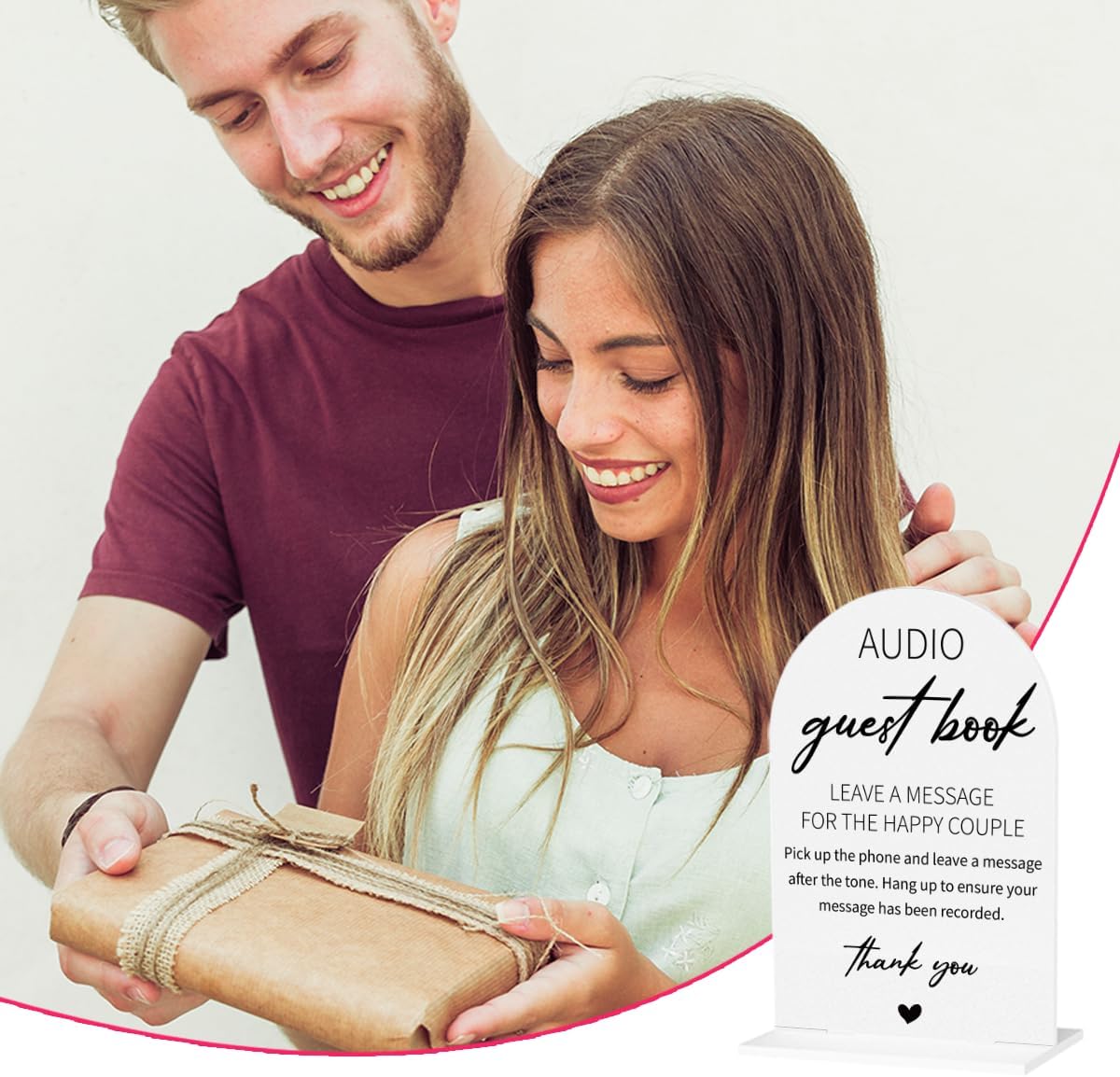 Audio Guest Book Sign for Wedding Acrylic Arch Wedding Bridal Shower Baby Shower Welcome Table Signs for Ceremony and Reception Decor 7 x 5 Inches