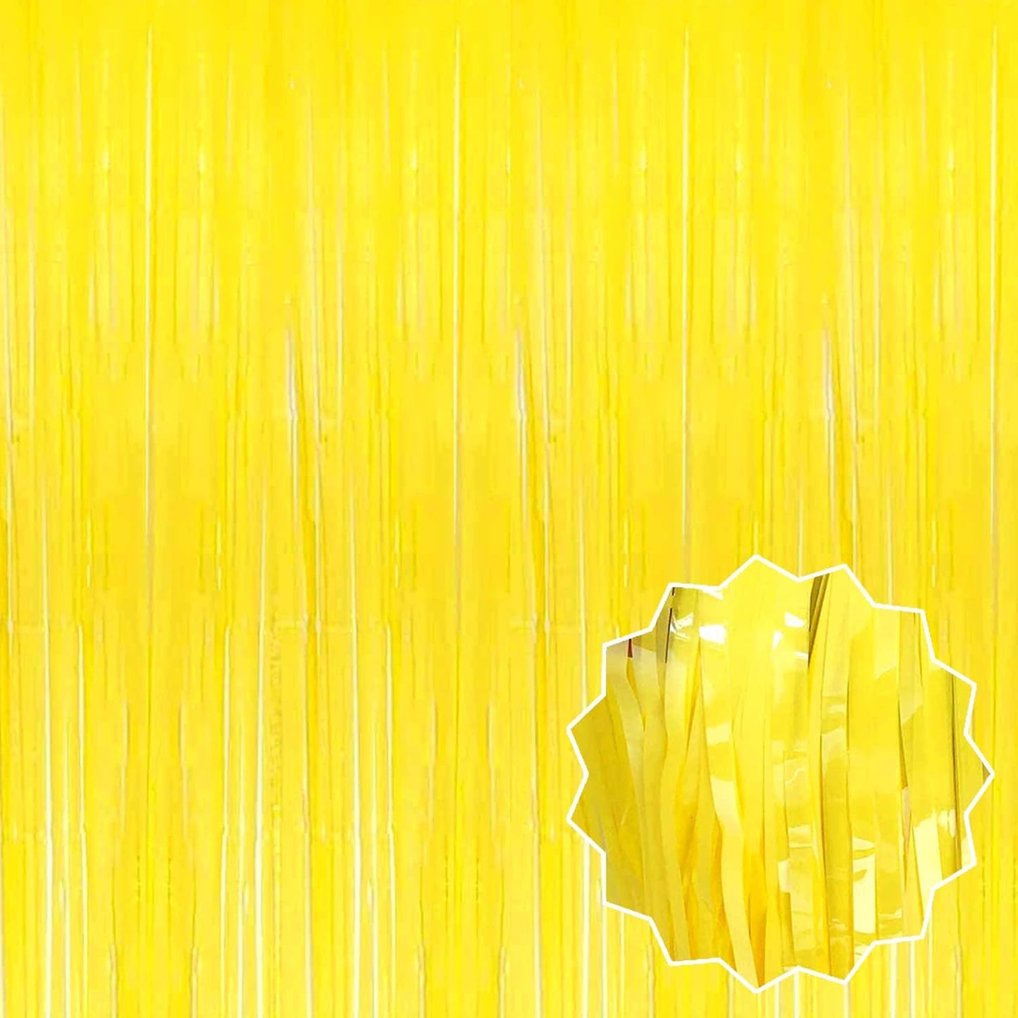 6 Pack Macaron Yellow Foil Fringe Curtains Backdrop, 3.28 x 8.2 Ft Metallic Streamers Tinsel Curtains Background for Photo Booth, Birthday, Weddings, Carnivals, Graduation, Themed Party Decorations