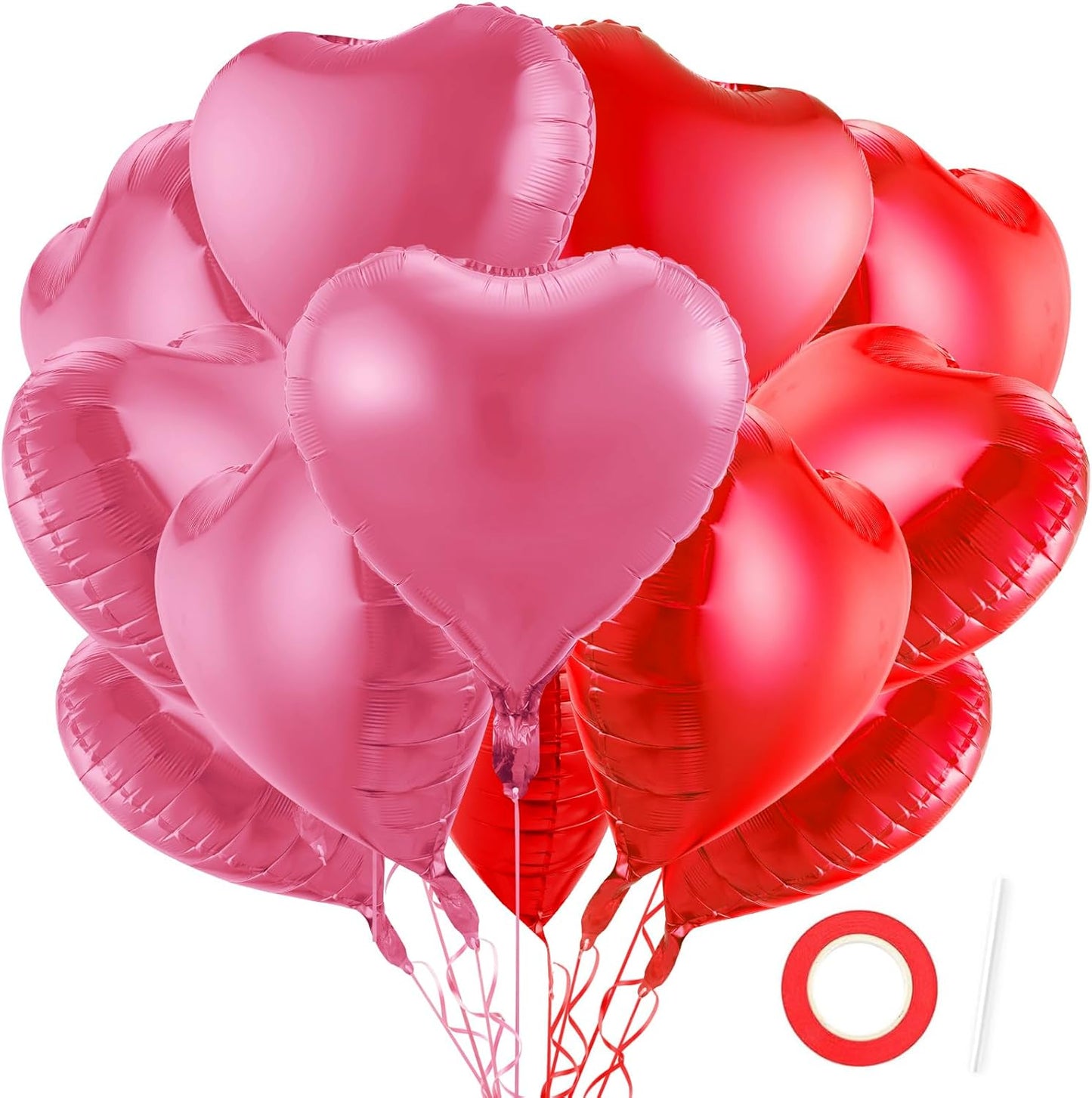 12Pcs Red Heart Balloons, 18 Inch, Love Balloons for Valentine's Day, Wedding, Birthday Decorations