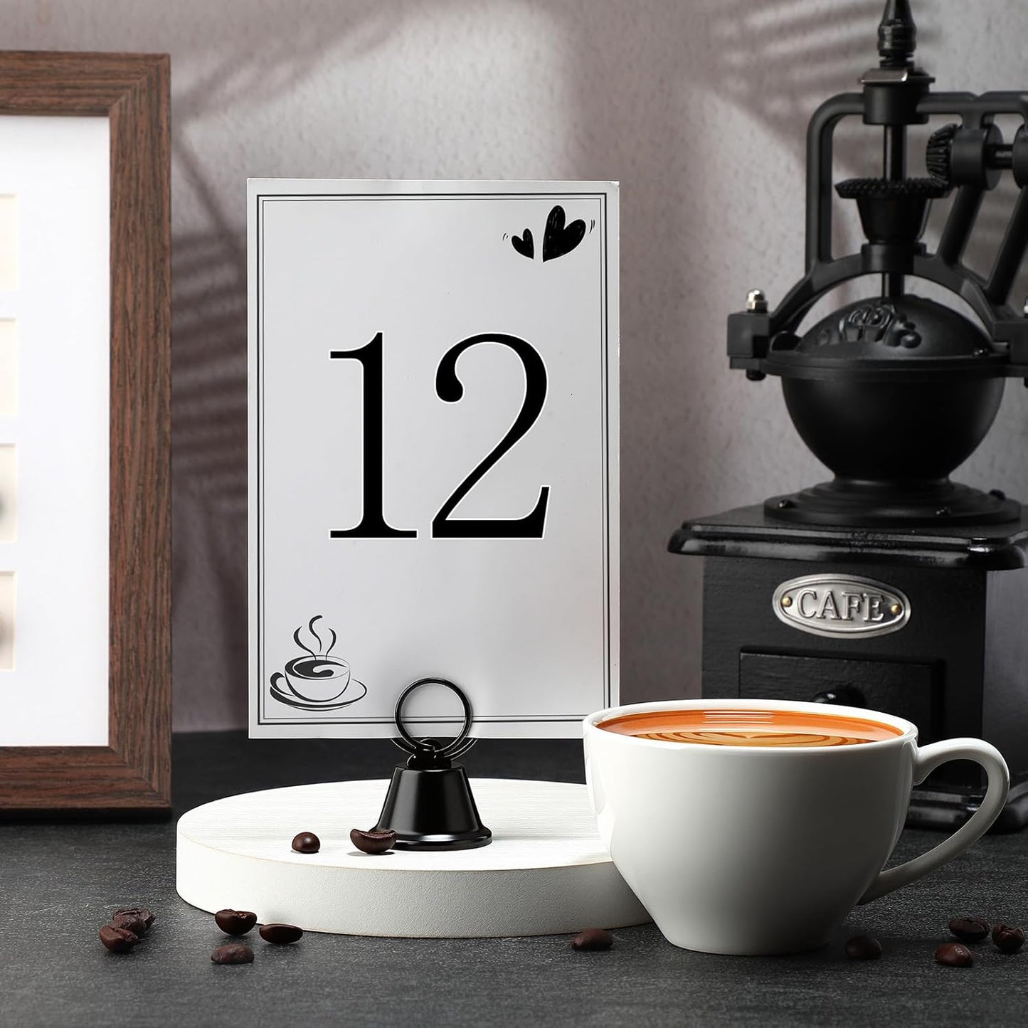 24 Pcs Table Number Holders Place Card Holders for Table 2 Inch Ring Clip Bell Number Holder Metal Picture Holder for Wedding Christmas Restaurant Home Photo Office Memo(Black,Ring)