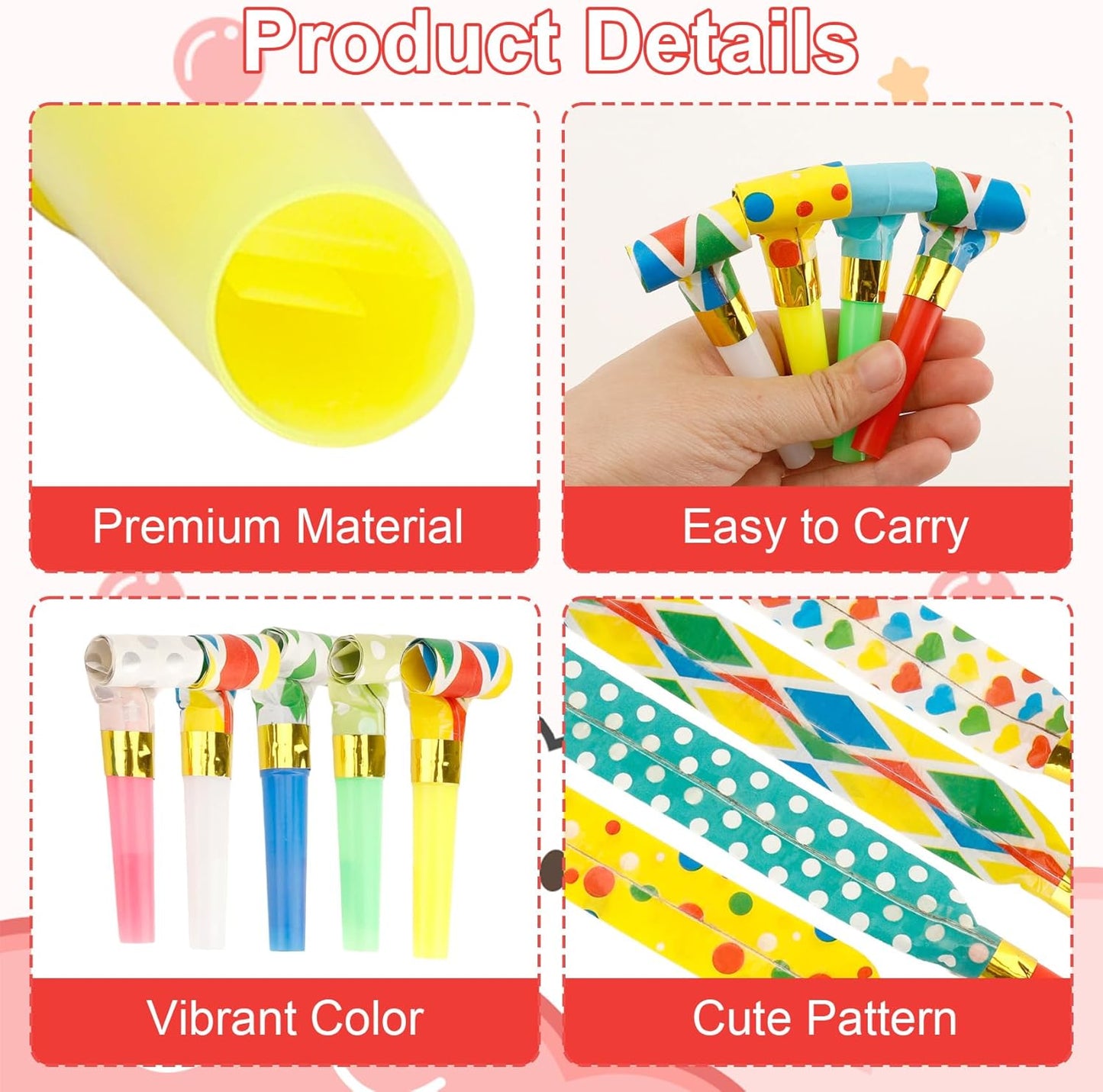 50 PCS Party Blowers, Party Blowers for Kids, Party Blowouts, Party Noise Makers Horns, Colorful Birthday Blowers Noisemakers Blow Horns Party Whistles Favors for Birthday Christmas New Years Events