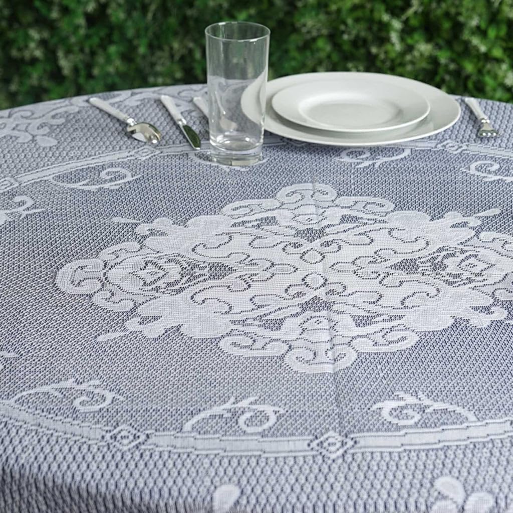 Tableclothsfactory 70" Premium Lace White Round Tablecloth for Banquet Party Wedding Event Home Decoration