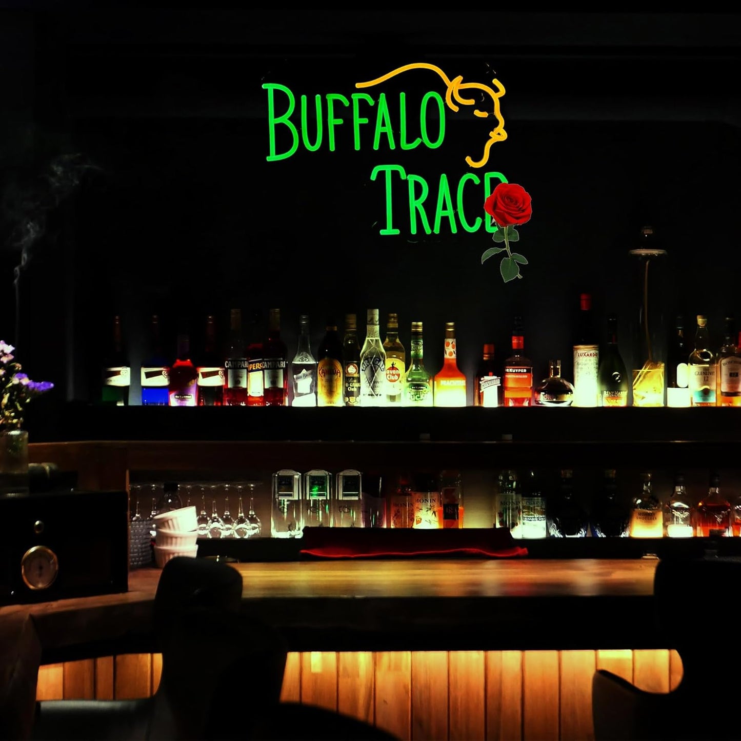 Whiskey Neon Sign for Bar Wall Decor, Buffalo Whiskey Dimmable Light Up Bar Signs for Man Cave Room Decor Bar Shop Pub Bistro Party Hotel Game Room Decor Gifts, USB Powered