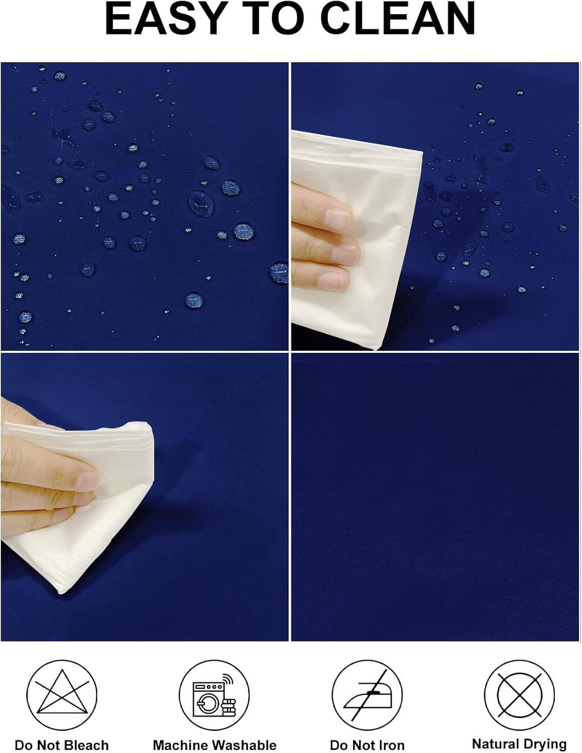 Fokitut 2 Pack Waterproof Rectangle Tablecloth, 90x132 Inch,Stain Resistant and Wrinkle Polyester Table Cloth, Fabric Table Cover for Kitchen Dining, Wedding, Party, Holiday Dinner-Royal Blue