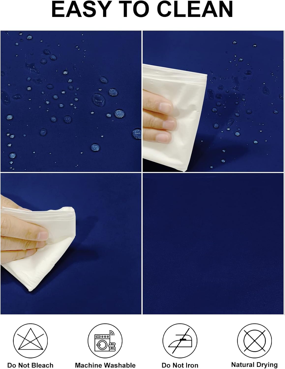 Fokitut 2 Pack Waterproof Round Tablecloth, 70 Inch, Stain Resistant and Wrinkle Polyester Table Cloth, Fabric Table Cover for Kitchen Dining, Wedding, Party, Holiday Dinner-Royal Blue