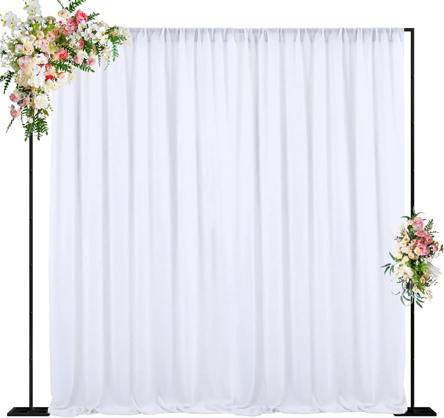Wokceer 10 FT Backdrop Stand Heavy Duty Pipe and Drape Kit, Adjustable Black Backdrop Stands for Wedding Photo Booth Background Birthday Party Photography Exhibition Decoration