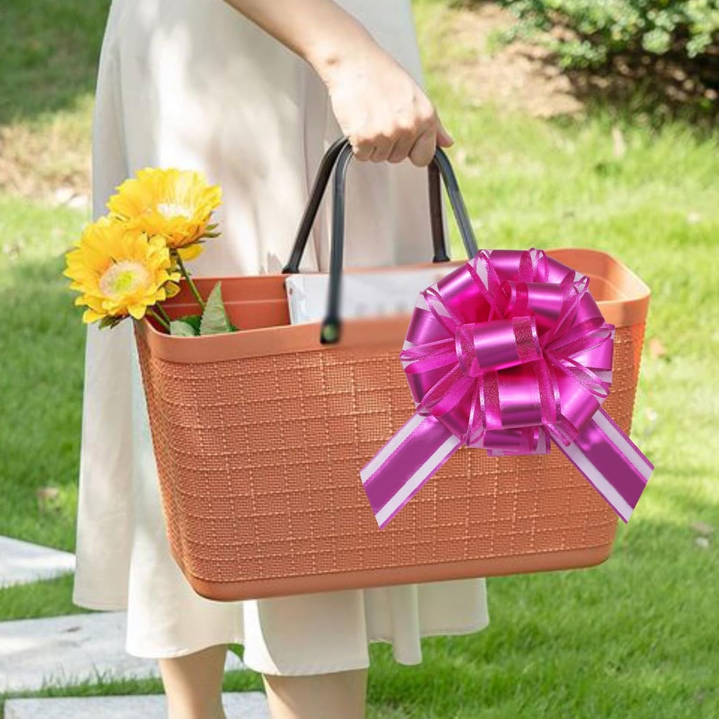 7 Pieces Large Pull Bows, 6 inche, Big Bow for Gift Wrapping, Christmas Party Birthday, Wedding Baskets,Valentine's Day Gift Decorations, Flower Decoration (Rose Red)