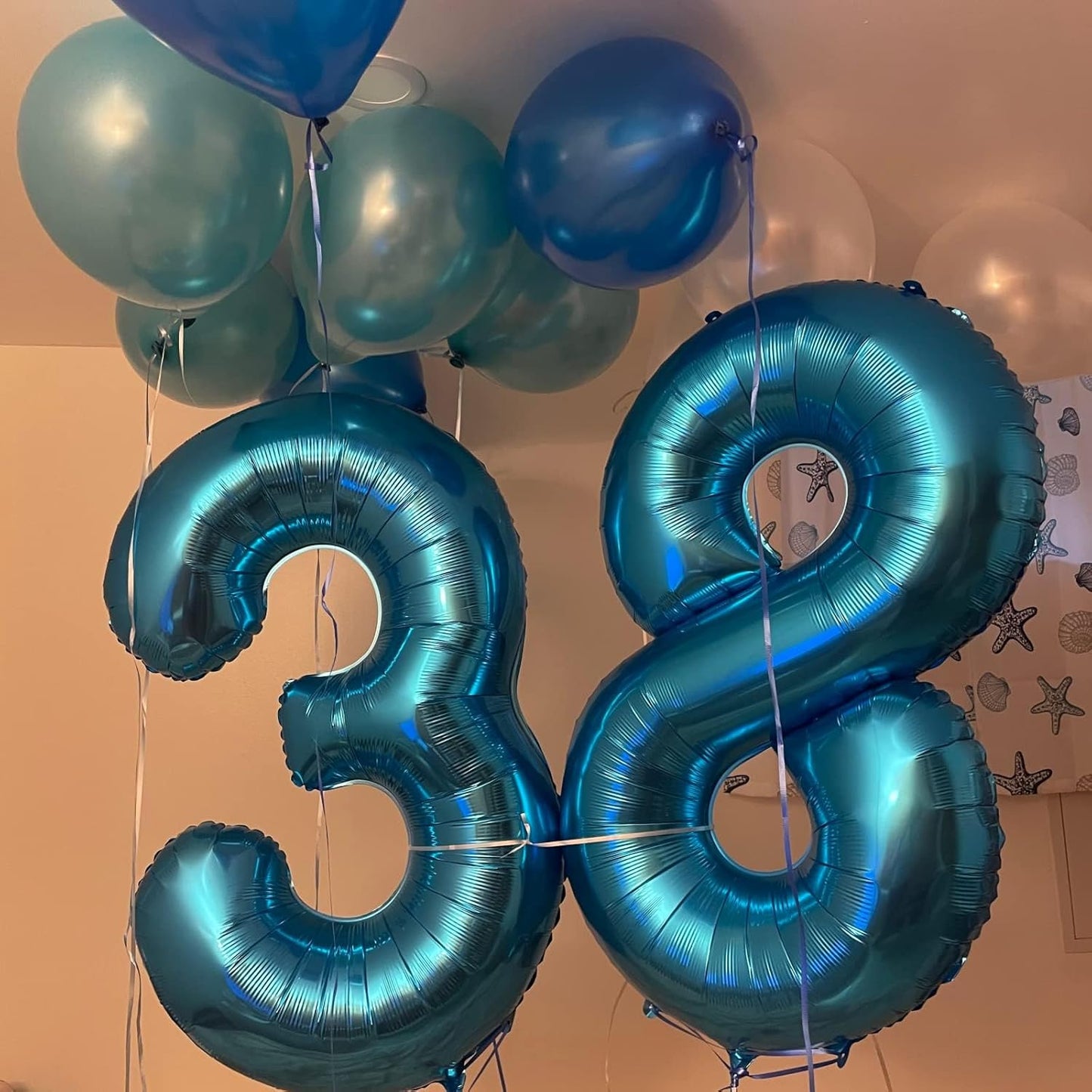 Blue 2 Balloons, 40 Inch Large Foil Number Balloons Set 0-9, Self Inflating Digital 2 Helium Balloon for Boys Men 2nd 12th 20th Age Birthday Anniversary Party Decorations Photo Shoot Supplies