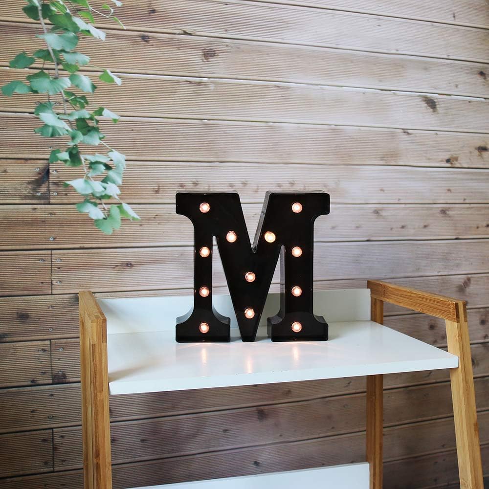 OYCBUZO Light Up Black Alphabet Marquee Letters Sign LED Marquee Number Lights Sign for Night Light Home Bar Christmas Party Lamp Wedding Birthday Decoration M