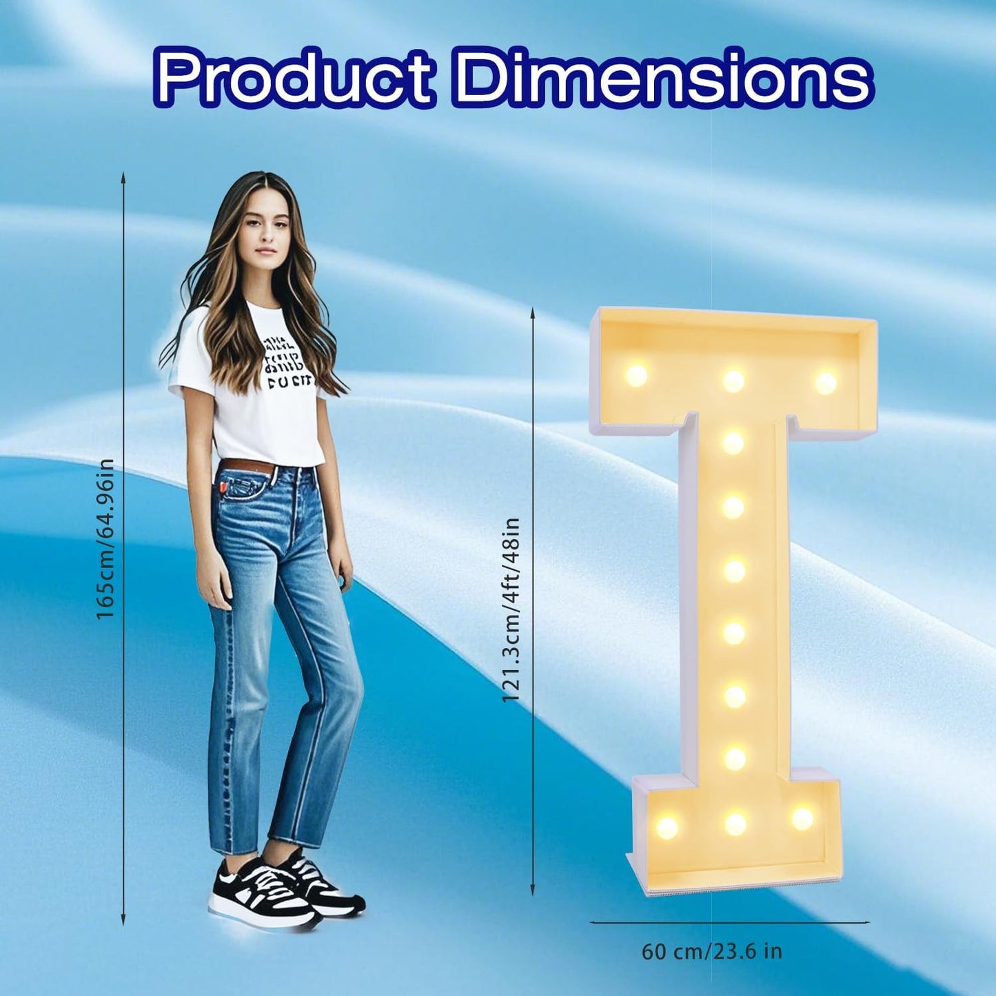 4FT Marquee Plastic Letters T - Light up Letters T Are Made from Corrugated Plastic Board - Quick Assembly Without Tools, Disassembled Components Can Be Used for Garage Sale Signs, Yard Sale Signs