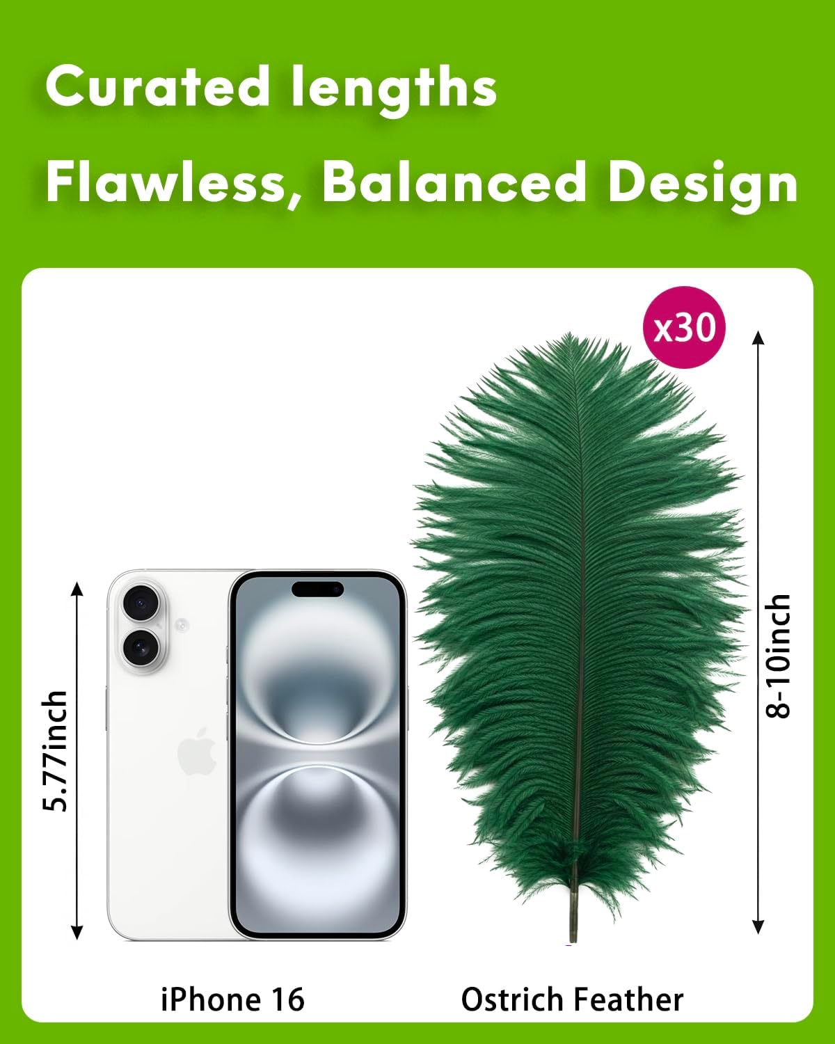 NEWONG 30pcs Dark Green Ostrich Feathers Natural Bulk 8-10inch(20-25cm) Vase Craft Wedding Home Party Centerpieces Christmas Day Decoration