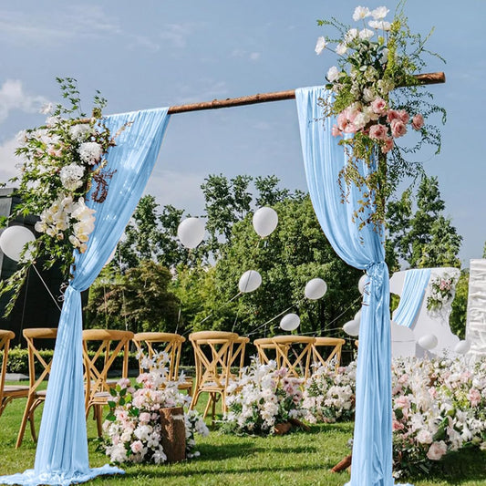 Baby Blue Wedding Arch Draping Fabric 2 Panels 29" x 20 FT Blue Wedding Drapes for Backdrop Sheer Curtain Drapes for Romantic Bridal Baby Shower Ceremony Birthday Party Fall Outdoor Events