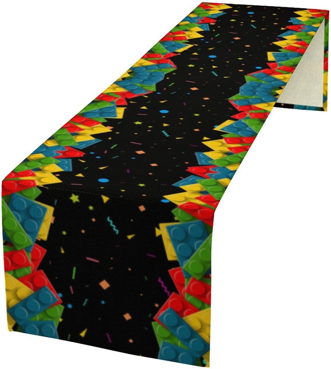 Building Blocks Colorful Blocks Table Runner for Kids Teens Bedroom Living Room Kitchen Birthday Party Decor - 13x36 Inch