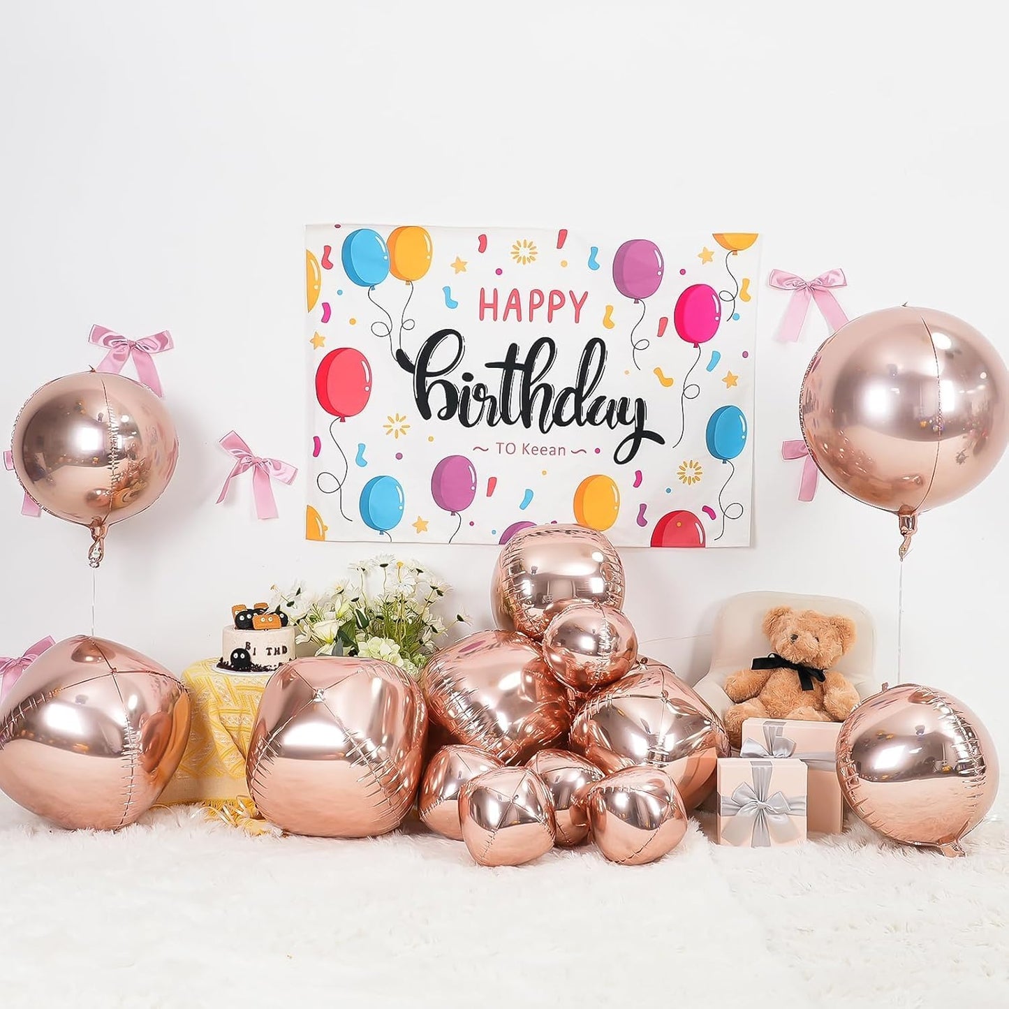 12Pcs Champagne Gold Round Foil Balloons, 22" 15" 10" 4D Helium Ball Balloon, Metallic Foil Balloon for Birthday Graduation Wedding Anniversary New Year Eve Disco Prom Party Decorations