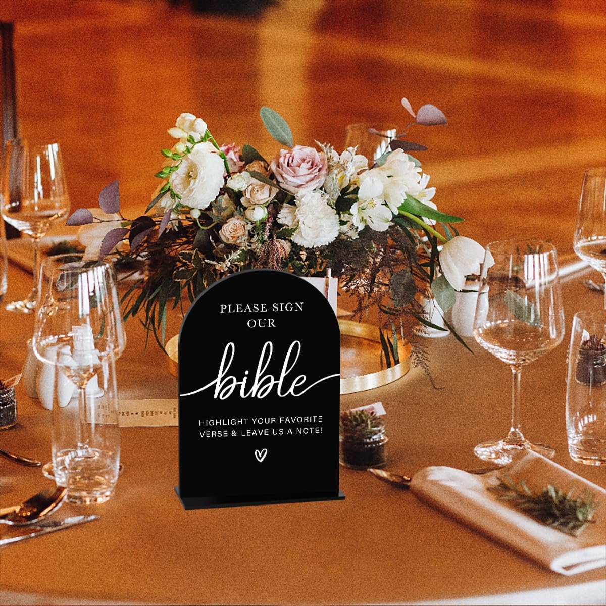 Acrylic Wedding Sign Wedding Signs for Ceremony Please Sign Our Bible Sign for Wedding Modern Calligraphy Arch Acrylic Table Top Sign for Wedding Reception and Event Party Table(black）