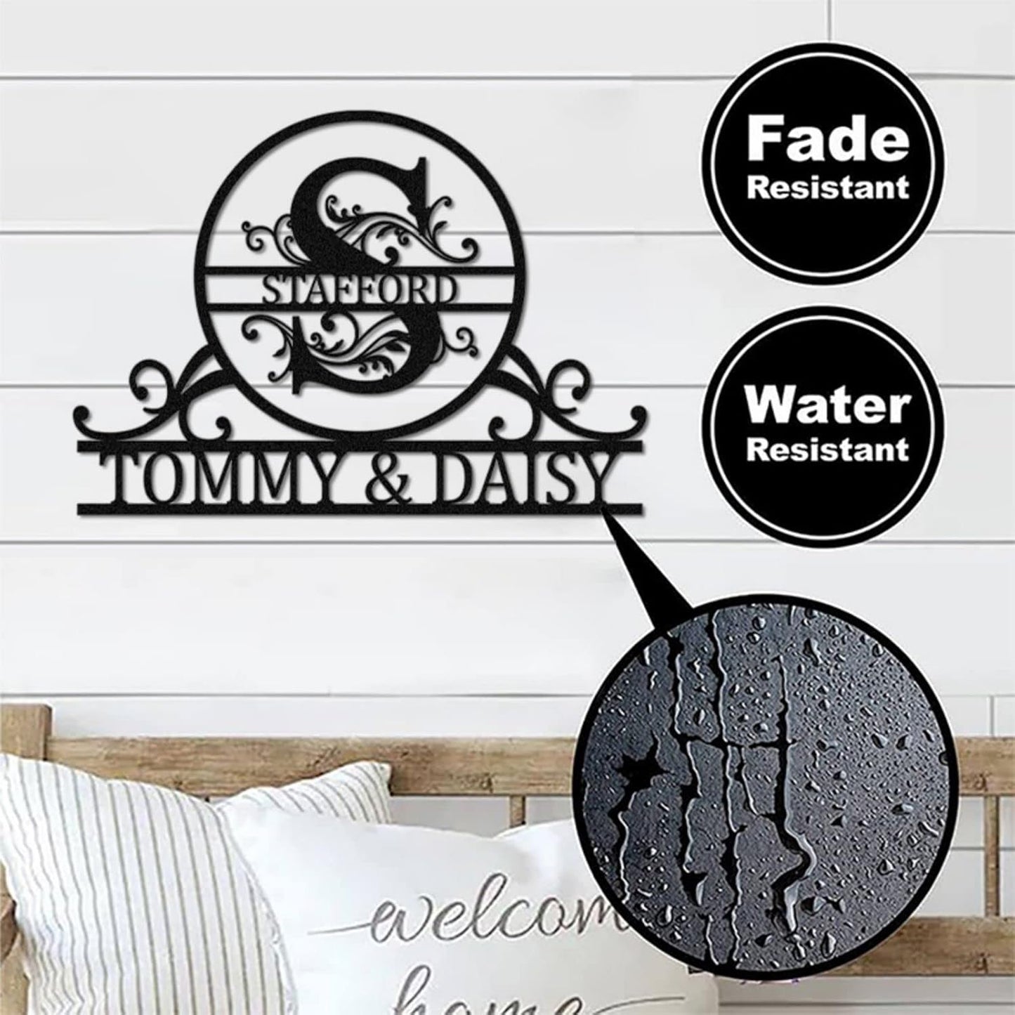 Personalized Metal Name Sign – Custom Last Name & Monogram Wall Décor for Home, Outdoor, or Office, Unique Metal Signs for Weddings, Housewarming, and Family Gifts