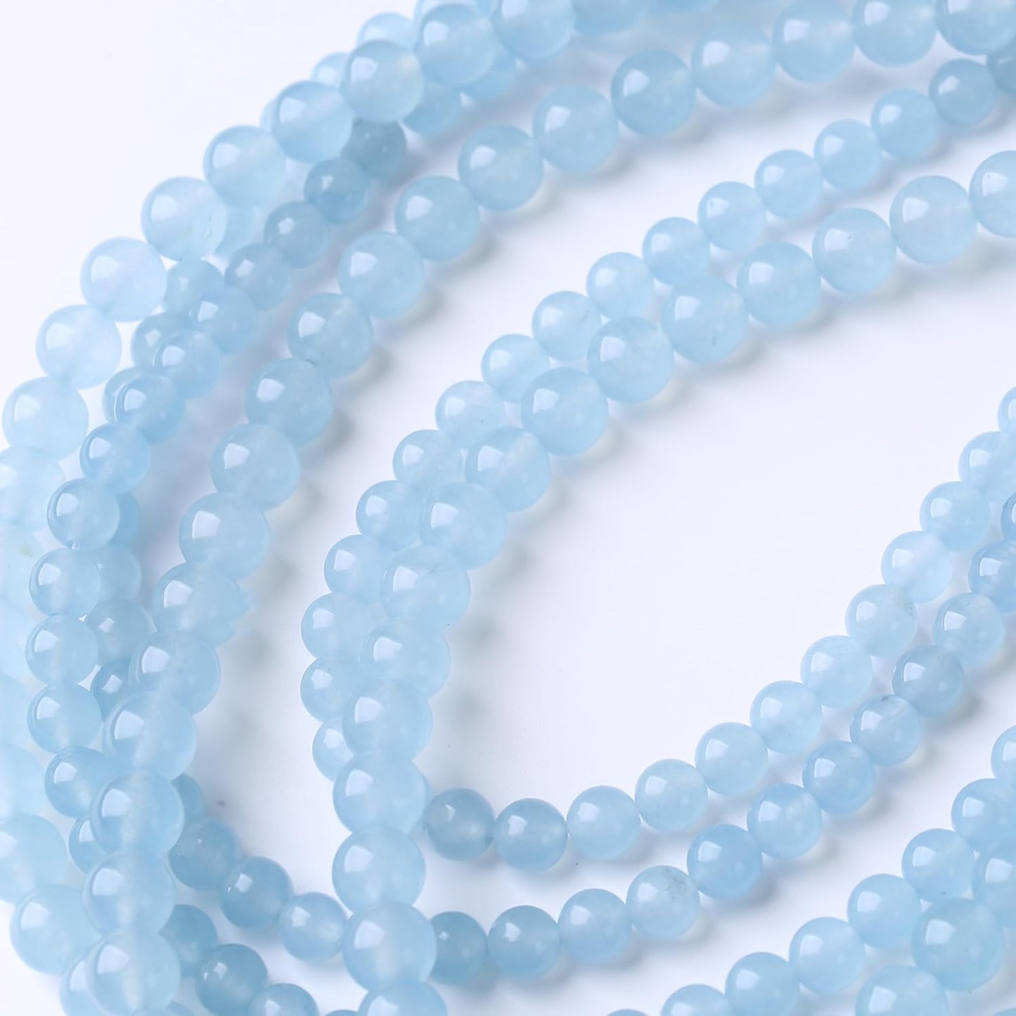 Ice Blue Chalcedony Stone Beads Gemstone Round Crystal Energy Jade Beads Stone Beads for Jewelry Making DIY Bracelet Necklace Jewelry Making 1 Strand 15.5inch 4MM