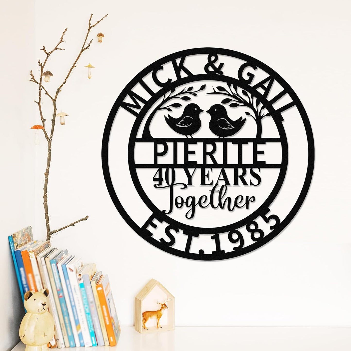 Personalized 40th Wedding Anniversary Sign Gifts for Parents Custom Metal Anniversary Sign Personalized Wedding Gifts for Couples Husband Wife Custom Monogram Name Sign Housewarming Gift