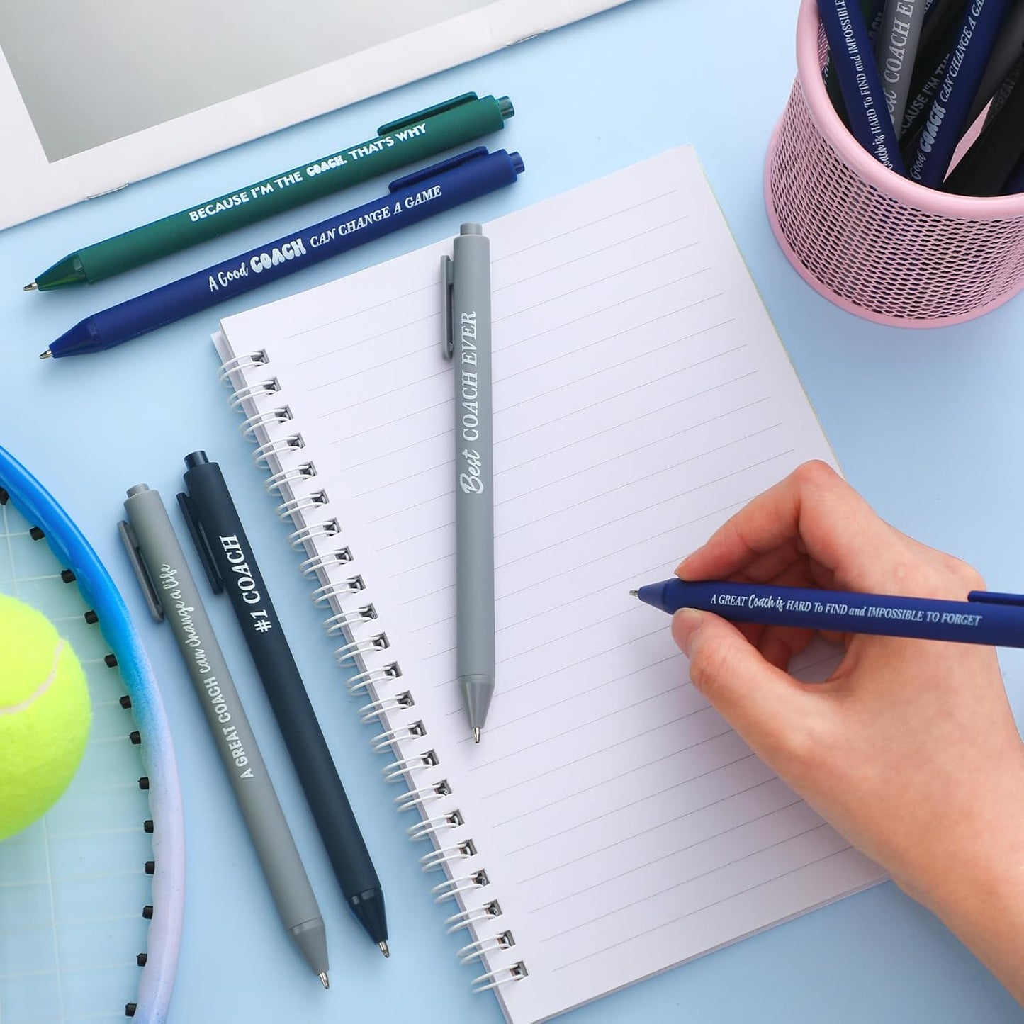 24 Pcs Coaches Appreciation Gifts Ballpoint Pen Sports Thank You Work Pen for Coaches Funny Gifts Idea Men Christmas Birthday Retired