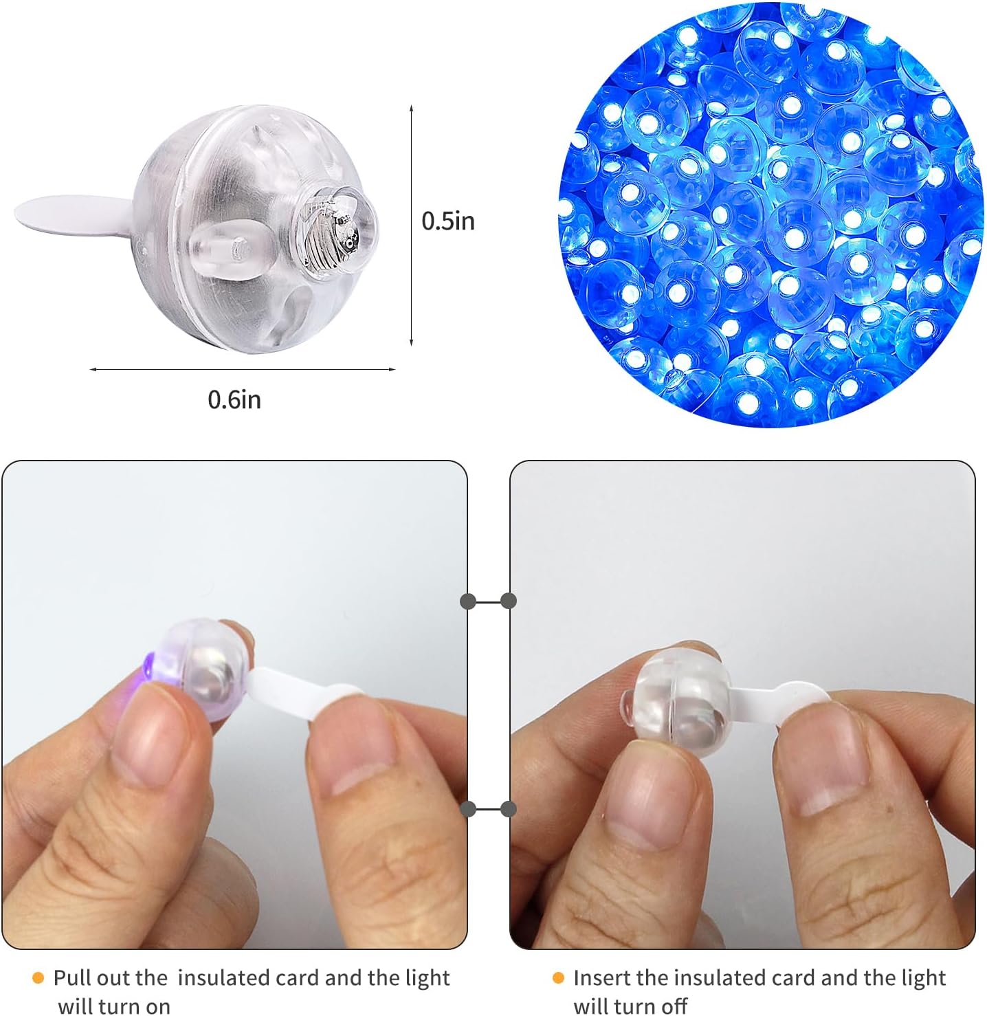 Aogist 50Pcs Balloon Lights with Hook,Long Standby Time,Waterproof Mini Light for Birthday Party Wedding Christmas Halloween Easter Decorative (Flash, Blue)