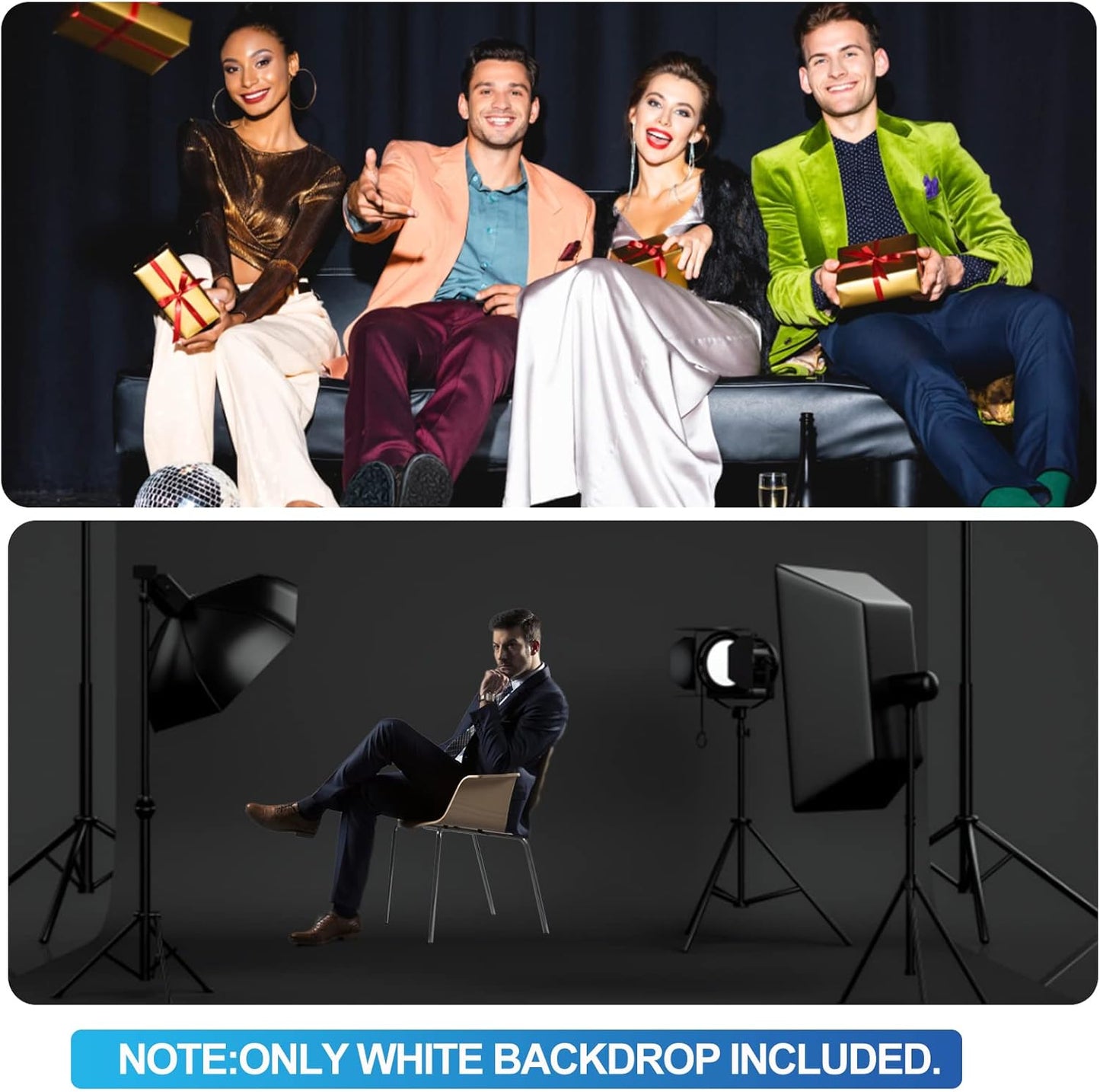 HEMMOTOP Black Photo Backdrop 10x12ft, Large Photography backdrops for Photoshoot, Black Background Screen Fabric for Birthday Parties, Video Recording, Weddings (Only Backdrop Without Stand)