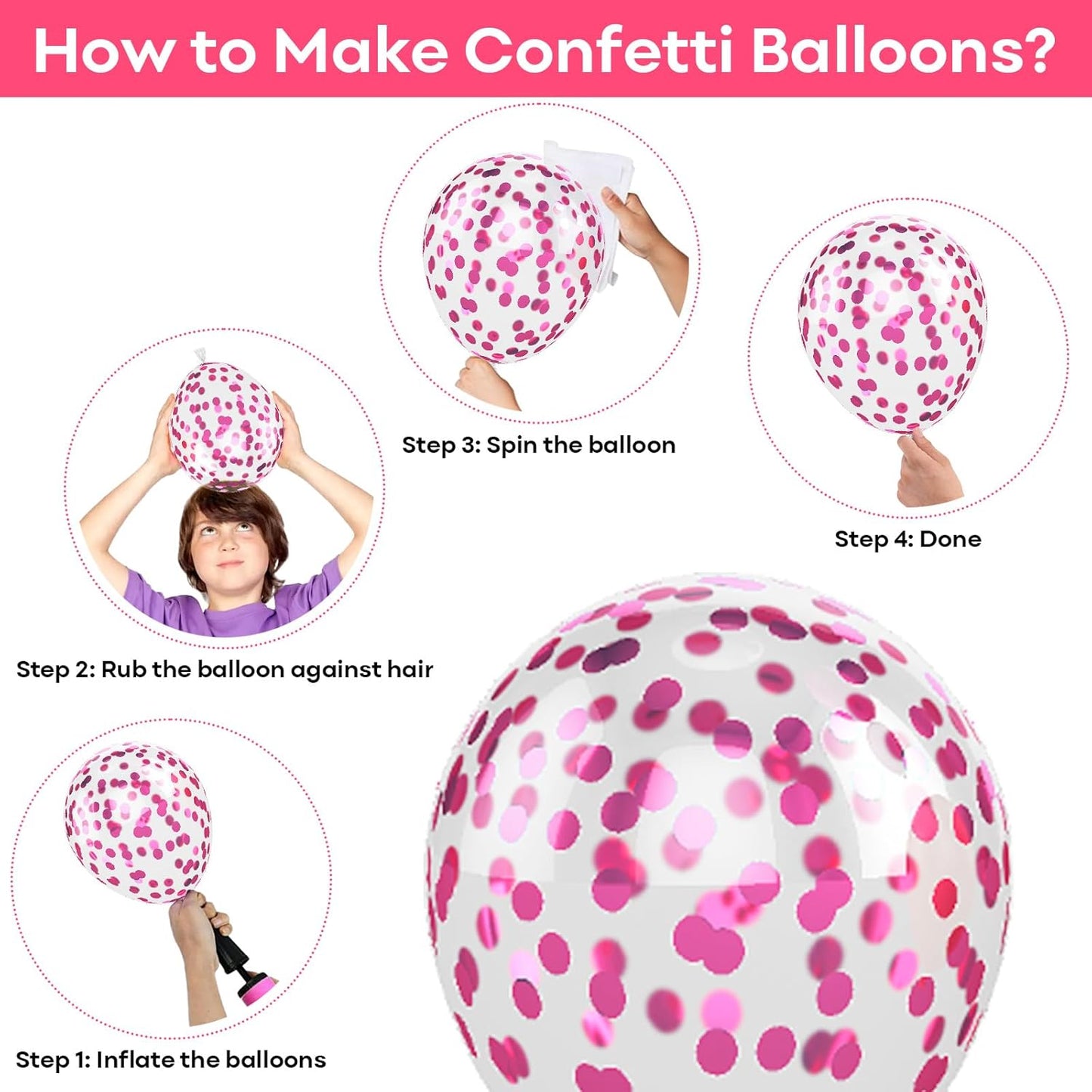 Pink and Orange Balloons 12 Inch for Fall Halloween Baby Shower Birthday Princess Tropical Wedding Party Decor - Hot Pink, Pastel Light Pink, Confetti Latex Balloon