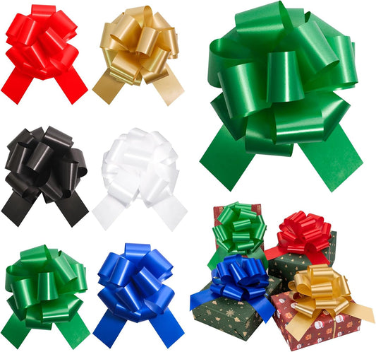 6 Pcs 6 Inch Green Pull Bows, Perfect for Gift Wrapping, Gift Wrapping Baskets Wedding Christmas Party Decorations, Crafts – Quality Pull Bows for Gifts and Decorations