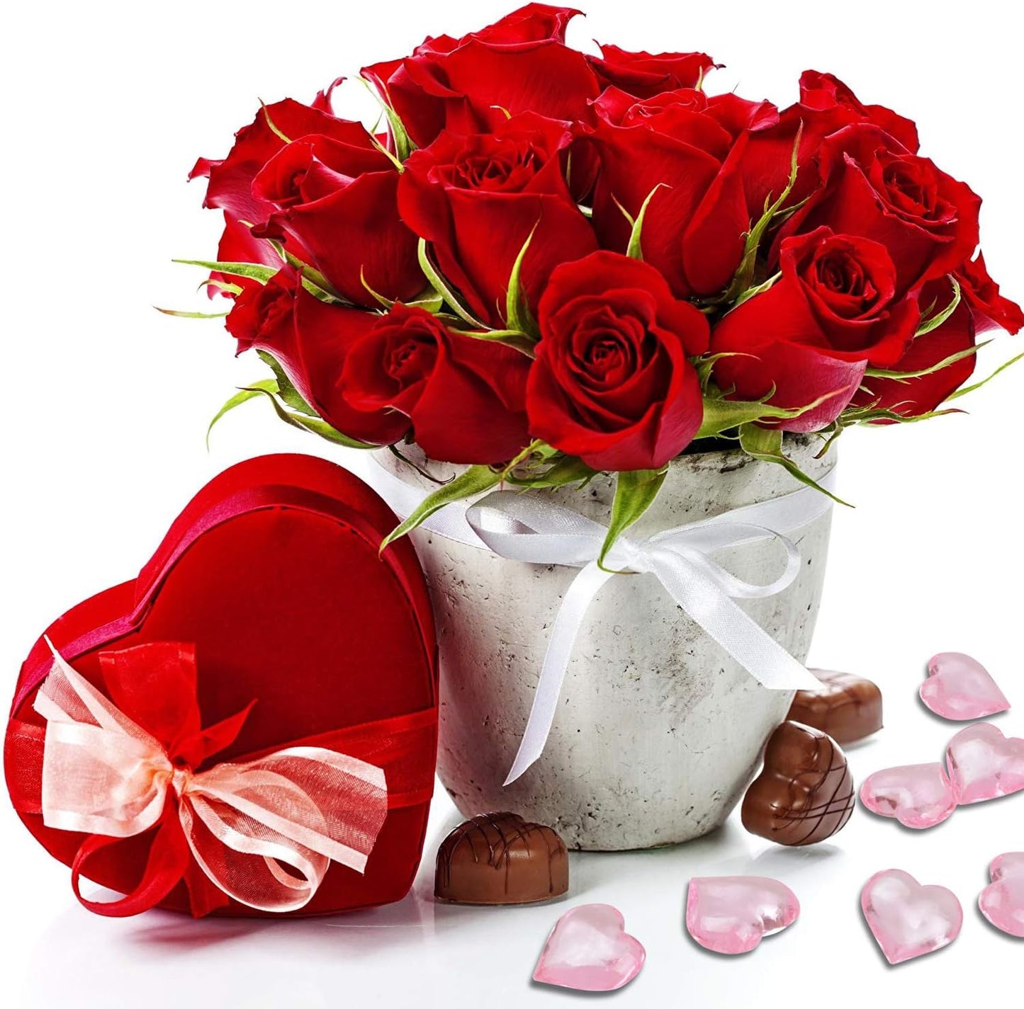 Fangoo 220 Pieces Pink Acrylic Heart Flat Back Heart Gems for Valentine's Day Decorations, Vase Filler, Table Scatter Decoration, Wedding Decorations,Home Decorations(Pink, 1LB)