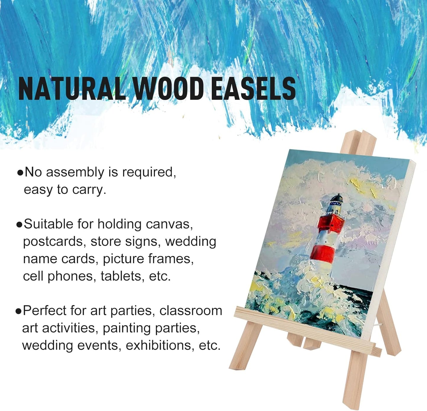 Kinlink 11.8 Inch Tall Wood Easels for Display Set of 12, Display Easel Tabletop, Painting Easel Stand for Artist Students