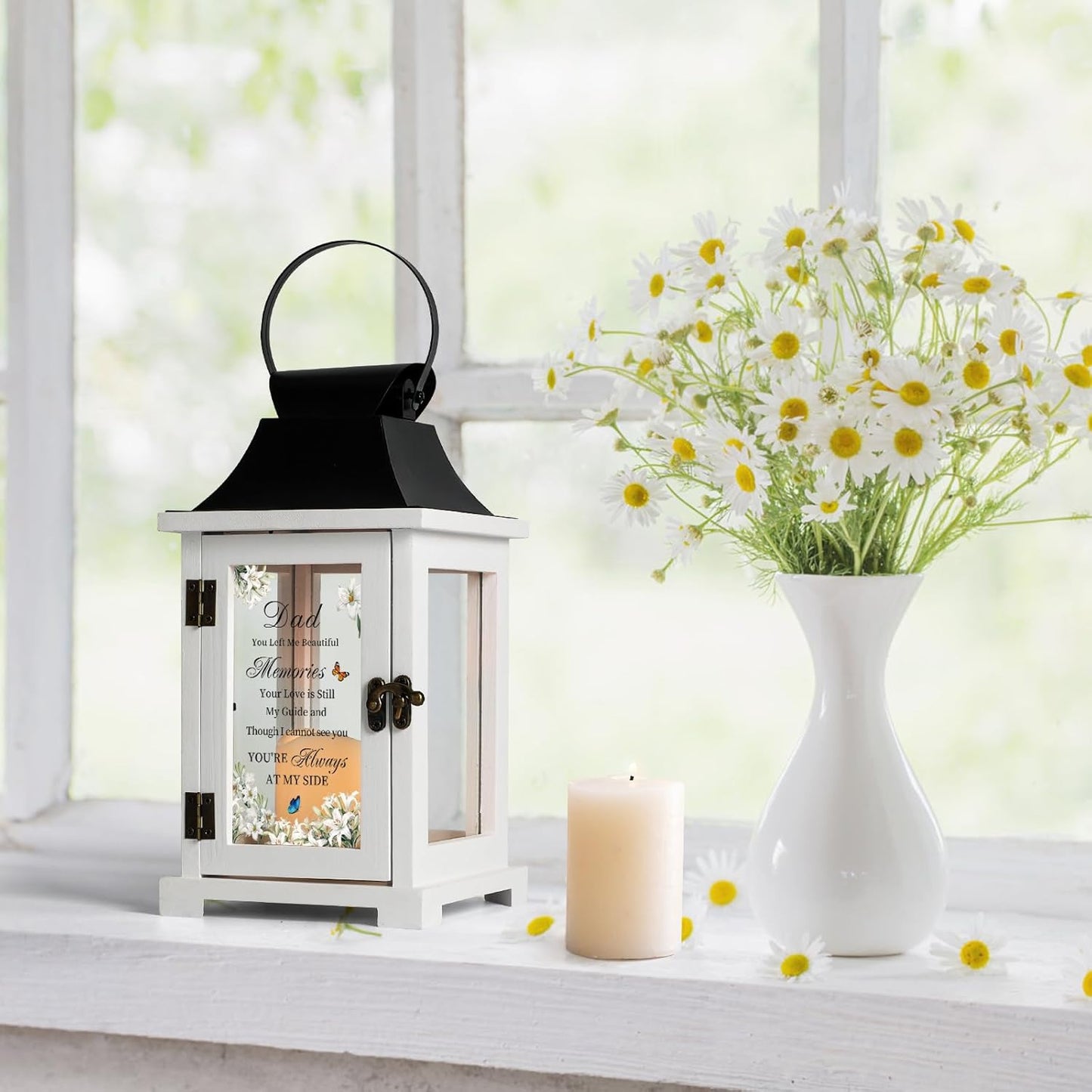 Memorial Lantern Bereavement Gifts in Memory of Loved One Memorial Gifts for Loss of Father Remembrance Sympathy Gifts for Loss of Dad with LED Candle