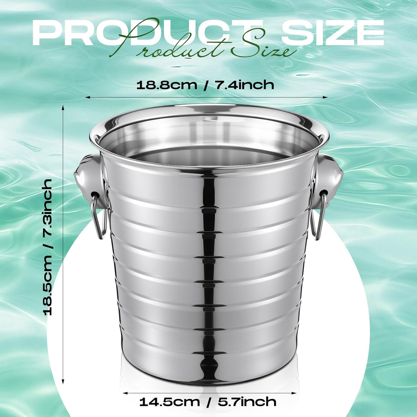 Pinkunn 6 Pack Stainless Steel Champagne Bucket 3 Qt Metal Ice Bucket Double Wall Wine Bucket with Handles Party Beverage Chiller for Champagne Beer Cocktail Wine Drinks Home Bar Accessories (Silver)