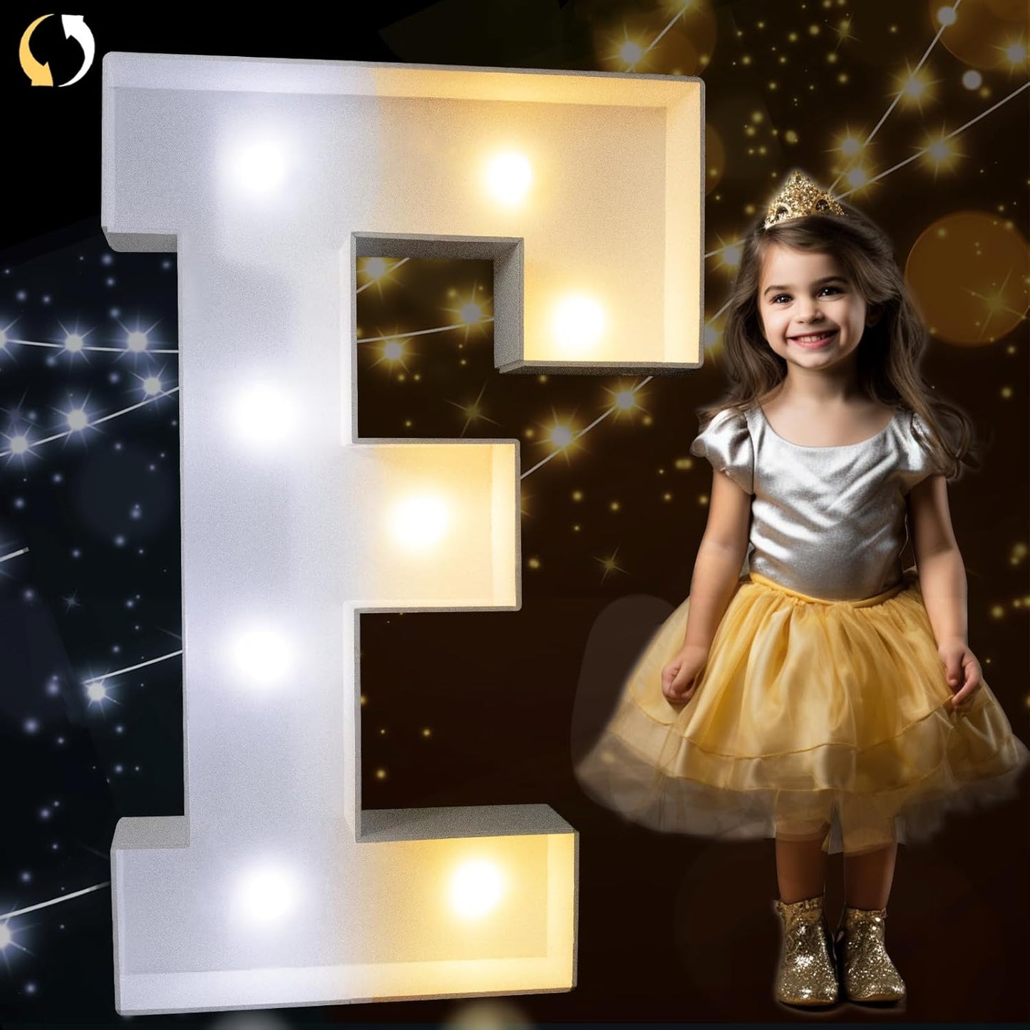 Pooqla 3FT Marquee Light Up Letters, Cool White and Warm White LED Big Mosaic Marquee Letters 3 Feet, Giant Letter Sign for Balloons Birthday Anniversary Wedding Party Decoration, Letter F