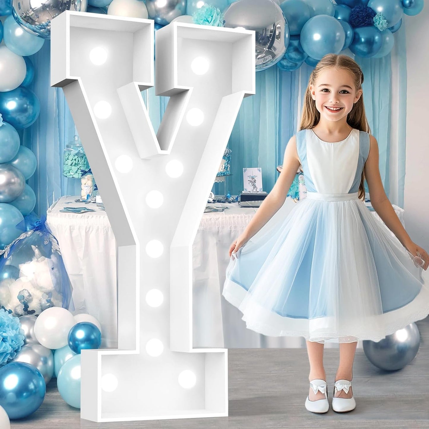 Ledido 4FT Marquee Light Up Letters, Cool White Light Up Letters Large Marquee Letter for Party Decorations, Mosaic Letter Y for Balloons, Wedding Birthday Graduation Decor