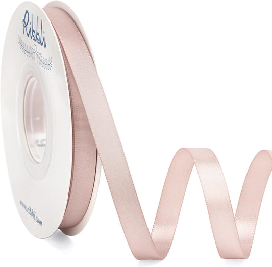 Ribbli Double Faced Vanilla Satin Ribbon,3/8” x Continuous 25 Yards,Use for Bows Bouquet,Gift Wrapping,Floral Arrangement