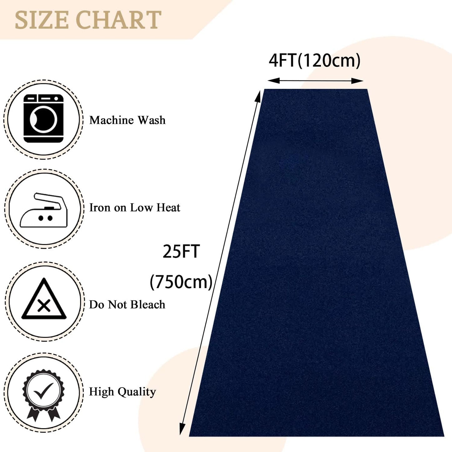 MODFUNS Aisle Runners for Wedddings Navy Blue Aisle Runner Rug 4FTx25FT Velvet Carpet Wedding Runner Bridal Shower Runway Carpet with Carpet Tapes Vintage Wedding Rug Beach Party Decorations