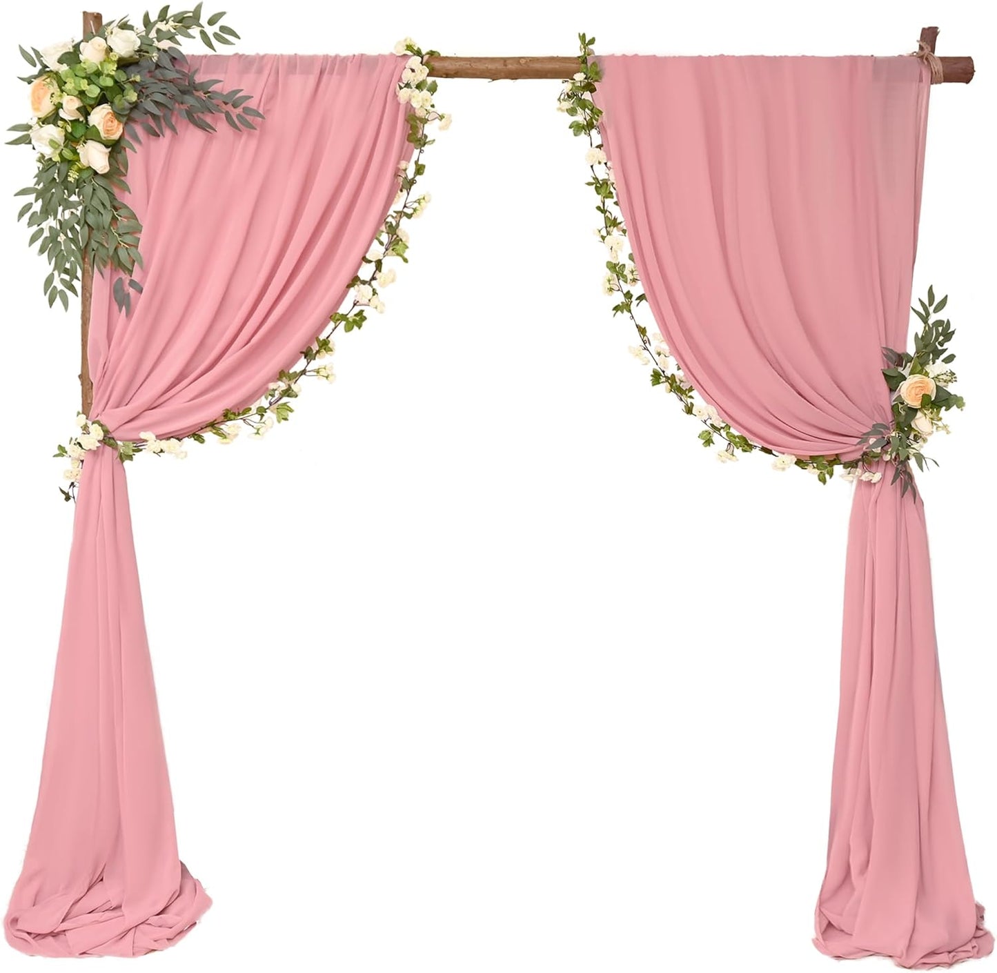 4 Panels Wedding Arch Draping Fabric 28" x 20ft Wedding Arch Drapes Chiffon Fabric Drape Sheer Backdrop Curtain for Weddings Party Ceremony Birthday Arbor Drapery Reception Ceiling Decor(Dusty Rose)