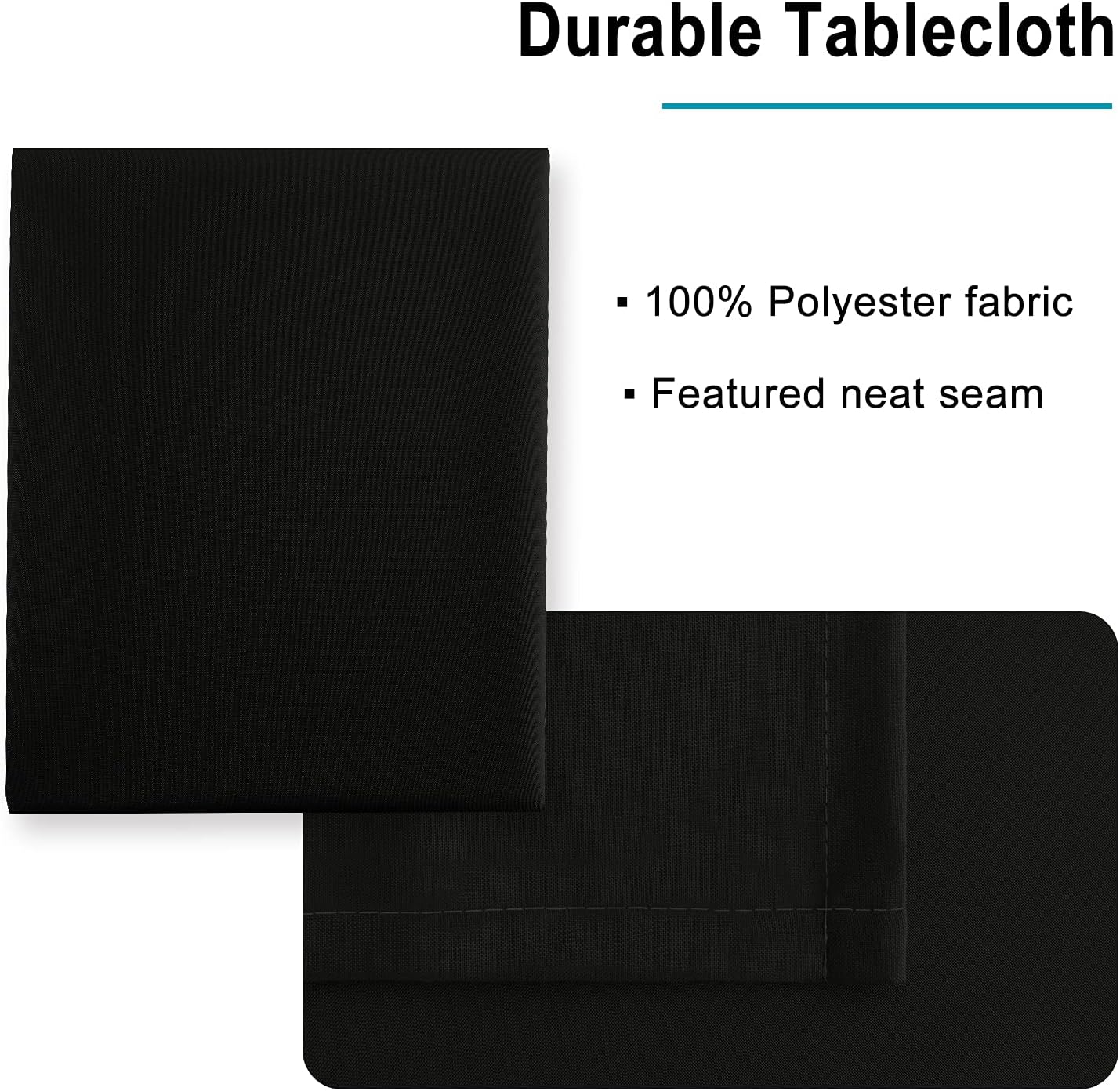 Hiasan Black Square Tablecloth - Waterproof and Spillproof Washable Fabric Table Cloth for Dining Room Kitchen, 60 x 60 Inch