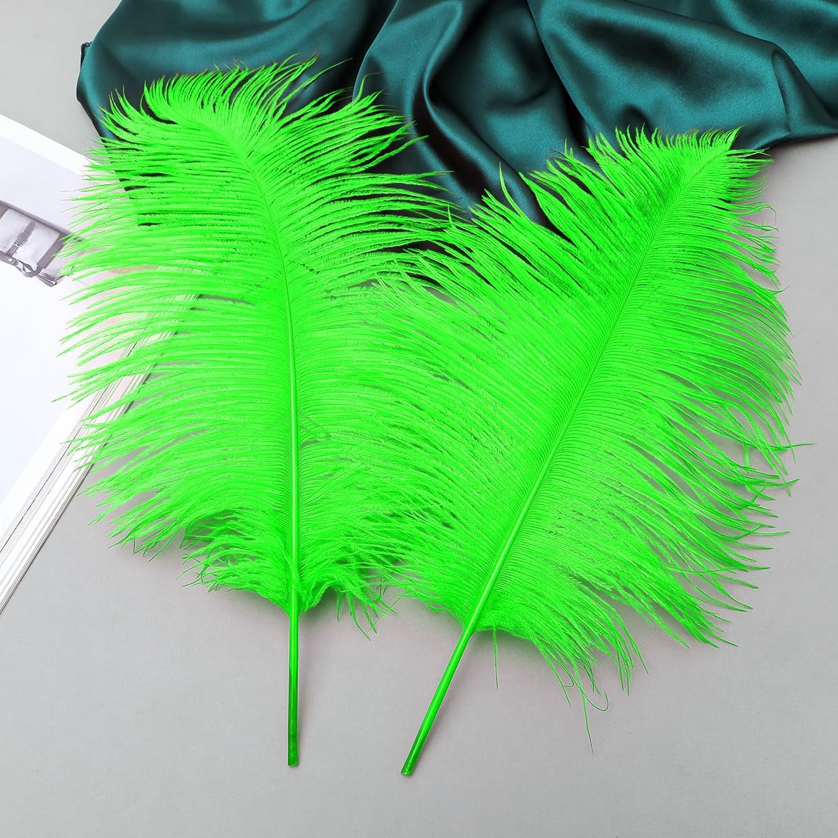 Ballinger Lime Green Ostrich Feathers - 24Pcs 8-10inch Large Green Feathers for Crafts,Wedding Party Centerpieces and Holiday Home Decor