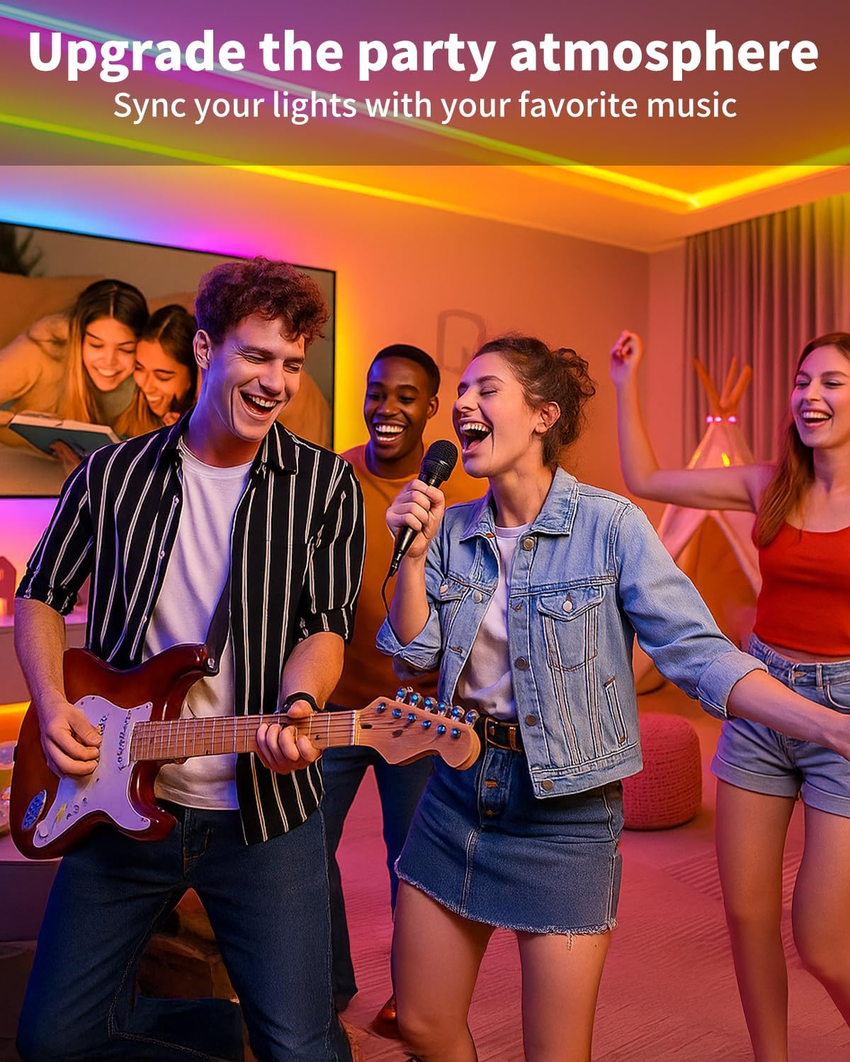 Smart LED Strip Lights 200FT (2 Rolls of 100 ft) for Bedroom App Control Lighting Bedroom Rome Decor with Remote, RGB Music Sync Color Changing LED Lights for Party,Game Room