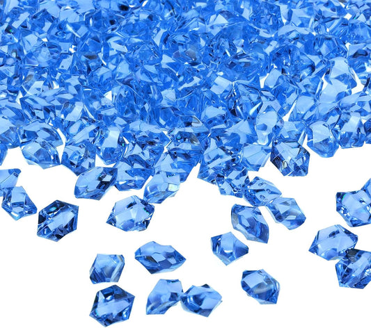 uxcell 1000pcs Fake Ice Rocks, Dazzling Clear Resin Crushed Ice Sparkling Fake Diamonds Gem Stones for Vases Fillers Table Scatter, Theme Party Favors, Blue