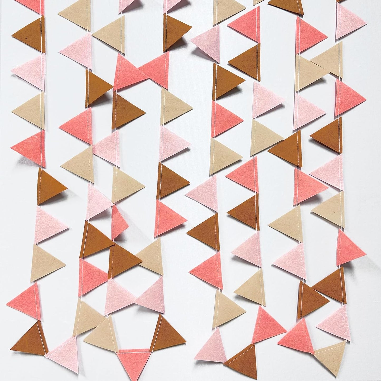 Boho Party Decorations Brown Blush Pink Felt Hanging Triangle Mini Bunting Pennant Banner Flag for Birthday Engagement Baby Shower Bachelorette Wedding Holiday Hen Party Classroom Nursery Decor