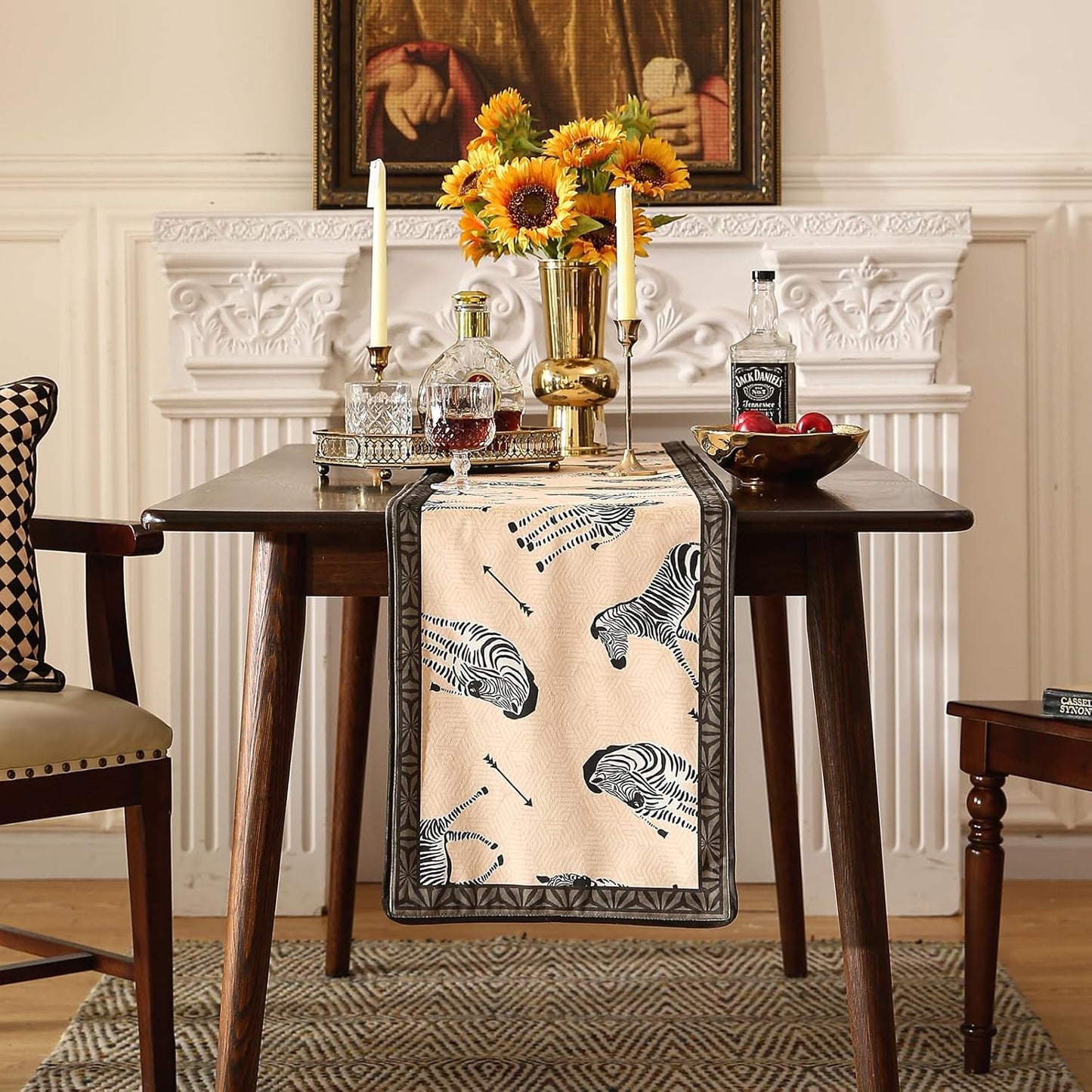 patdrea Designer Elegant Wild Animals Velvet Table Runner, Beige Brown with Zebra Texture Pattern Table Mat, Decoration for Kitchen Dining Coffee Table Cabinet Banquet Thanksgiving,12"*102"