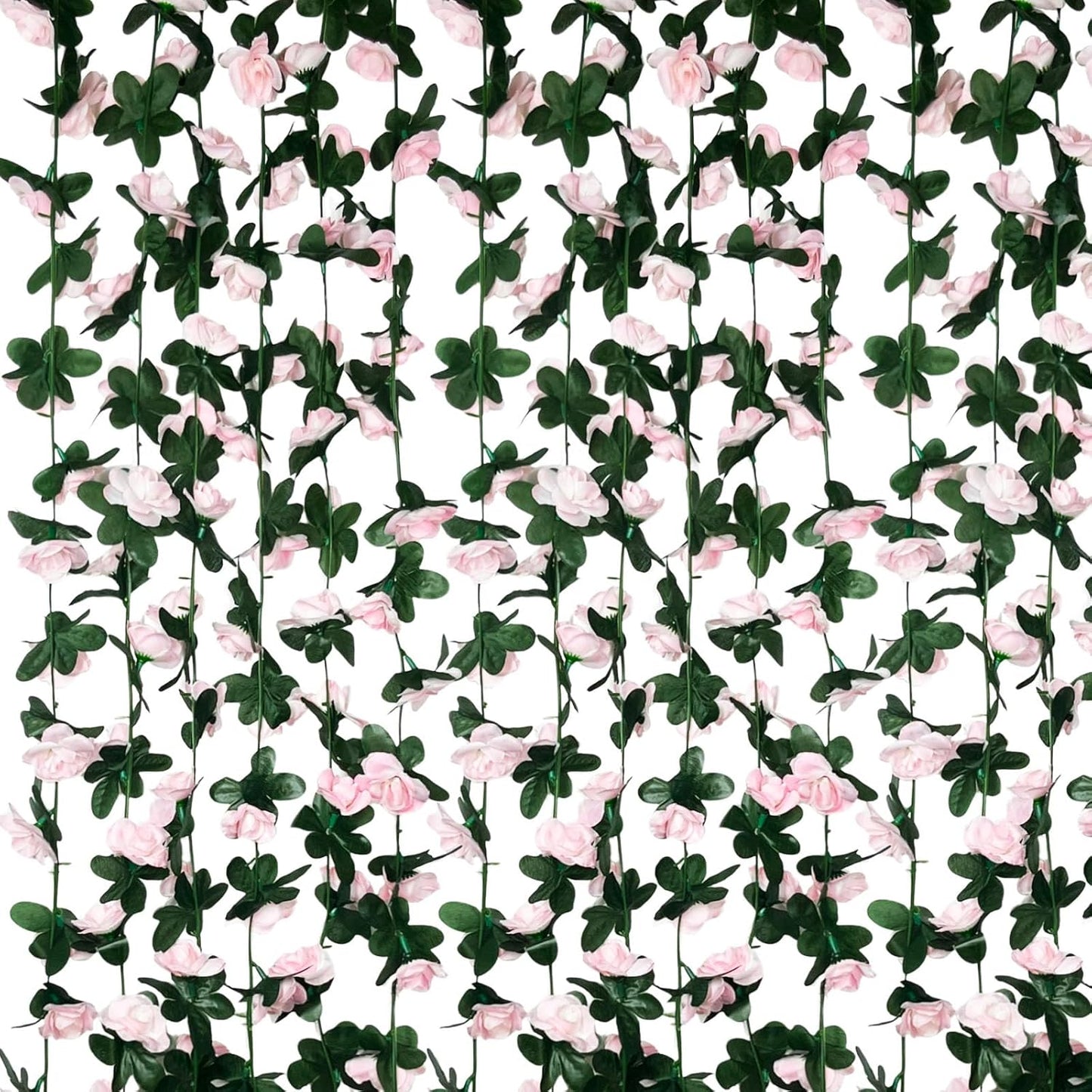 16Pcs 126Ft Light Pink Rose Garland, Fake Rose Hanging Flowers, Artificial Flower Vine, Hanging Floral Vine Garland for Wedding, Birthday Party, Wall Arch, Halloween, Christmas Garden Backdrop Decor