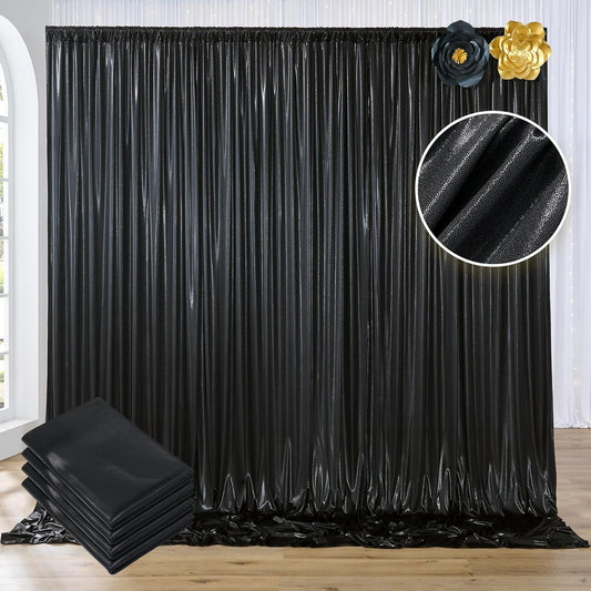 20ftx10ft Black Sequin Backdrop Curtain Panels for Parties, Wrinkle Free Glitter Photo Backdrop Drapes 4 Panels 5x10FT Shiny Back Drop Cloth for Wedding Birthday Christmas Photography Background