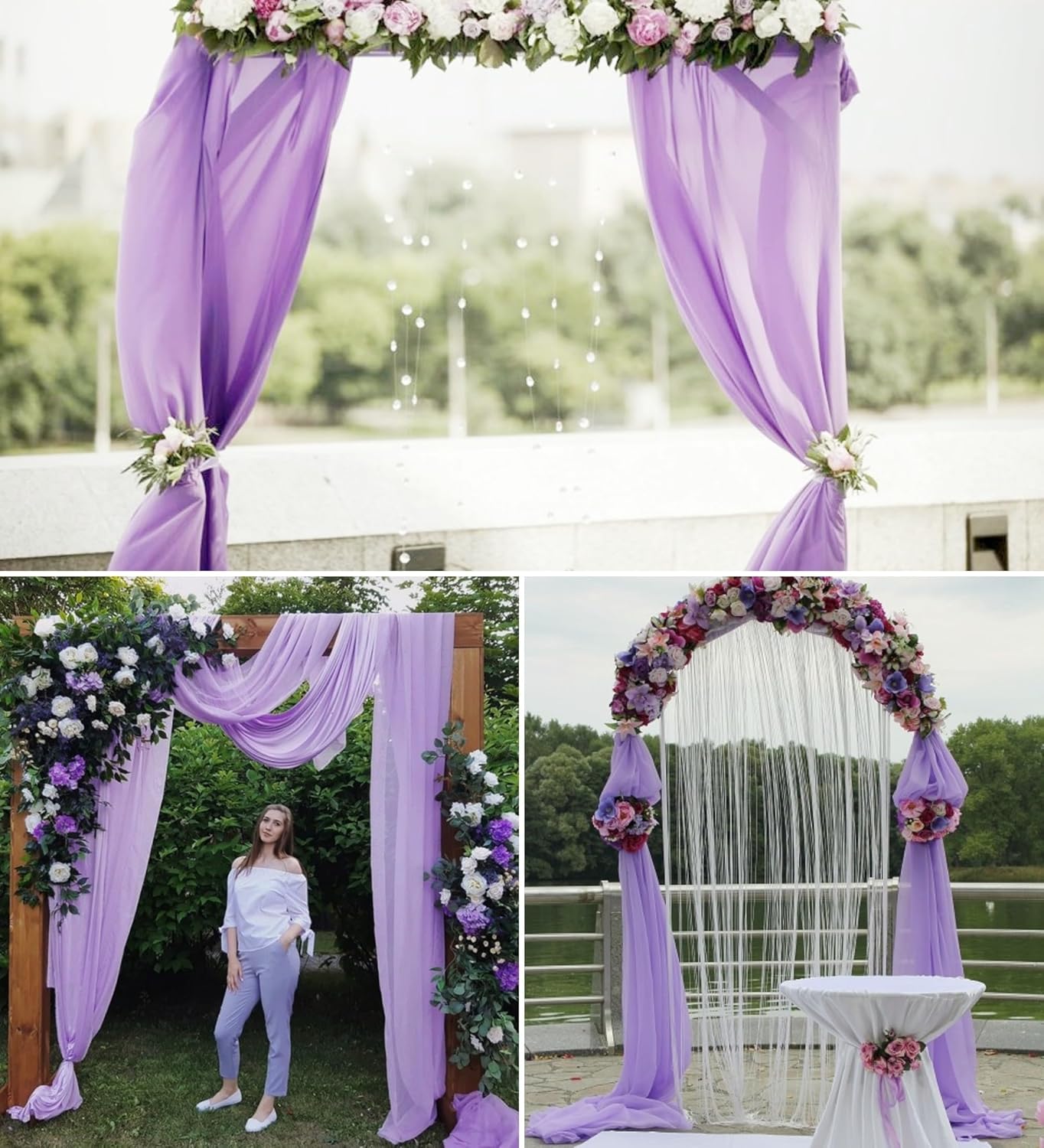 6 Panels Lavender Wedding Arch Drapery 28" x20Ft Wedding Arch Draping Fabric Chiffon Fabric Drape Sheer Backdrop Curtain for Weddings Party Swag Ceremony Birthday Arbor Drapery Reception Ceiling Décor