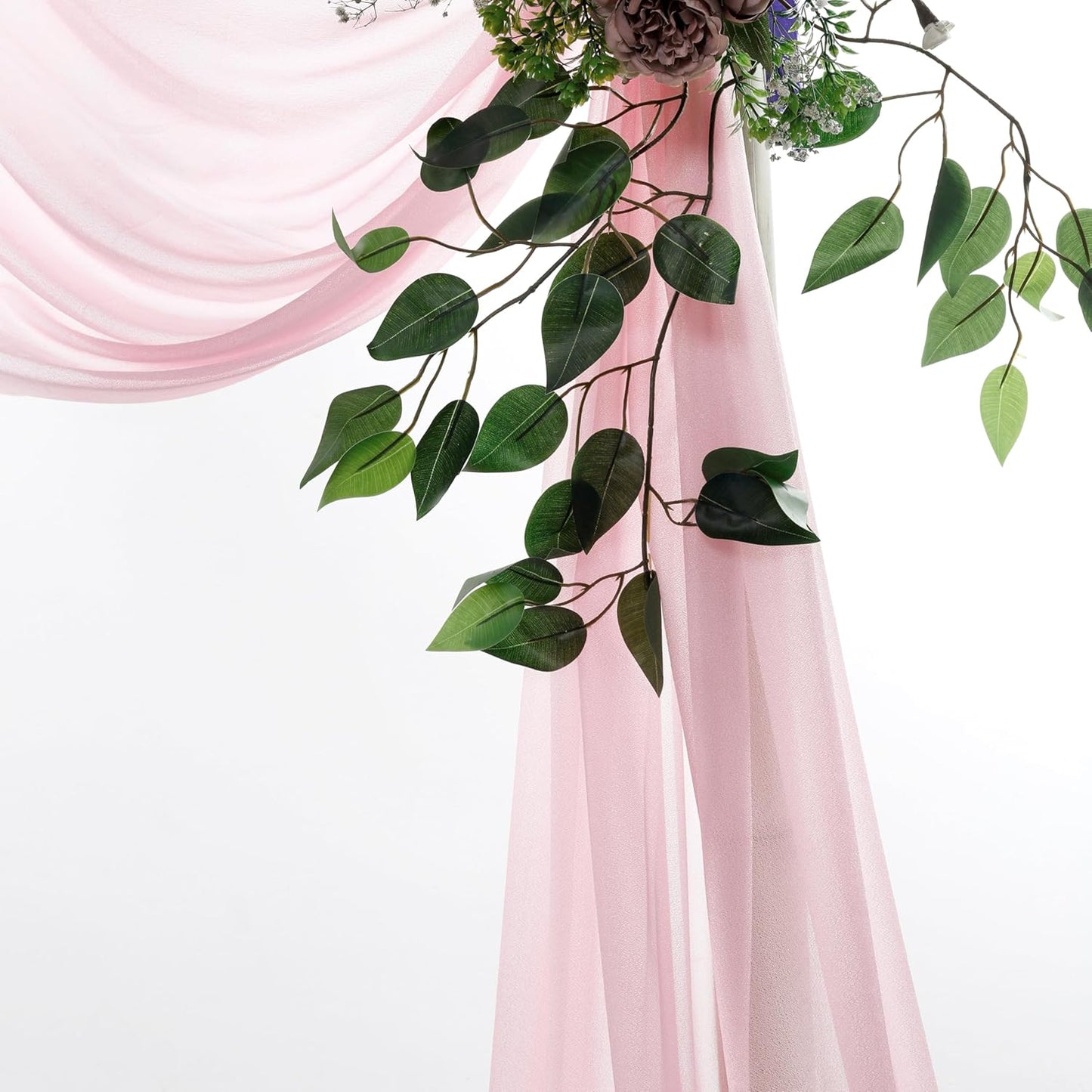 VDS Pack of 2 Panel (30 Inch X 20 Feet) Wedding Arch Draping Fabric Sheer Chiffon Fabric Drapery for Wedding Ceremony Reception Swag Backdrop Canopy Chuppah ARBO Altars Decoration (Blush Pink)