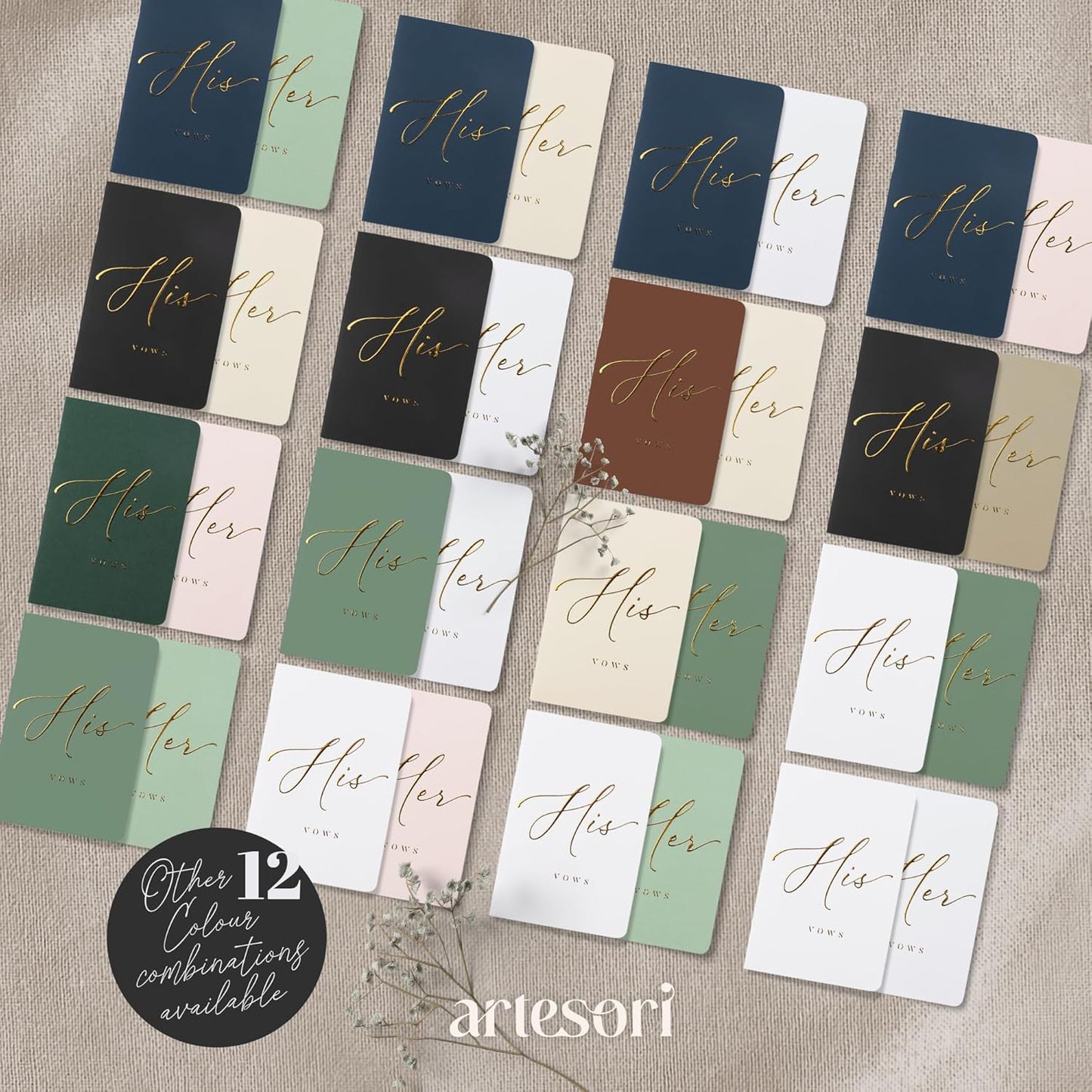 ARTESORI Premium Wedding Vow Book for Her & Him, Soft Touch, Gold Foil, 28 Lined Pages, Wedding Vow Books His and Hers, Wedding Essentials, Wedding Registry Ideas, His and Hers Gifts [White & White]