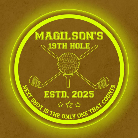 Custom Golf LED Bar Sign – Personalized Color Changing Acrylic Wall Decor for Home Bar, Man Cave, Game Room, or Patio (Golf Bar, 20 INCHES)