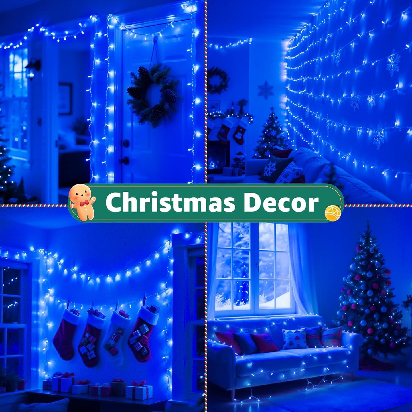 Christmas Lights Outdoor Waterproof, 196 FT 600 LED String Lights with Remote,8 Modes Christmas String Lights Plug in Twinkle Fairy Light for Party Holiday Decor (Blue)